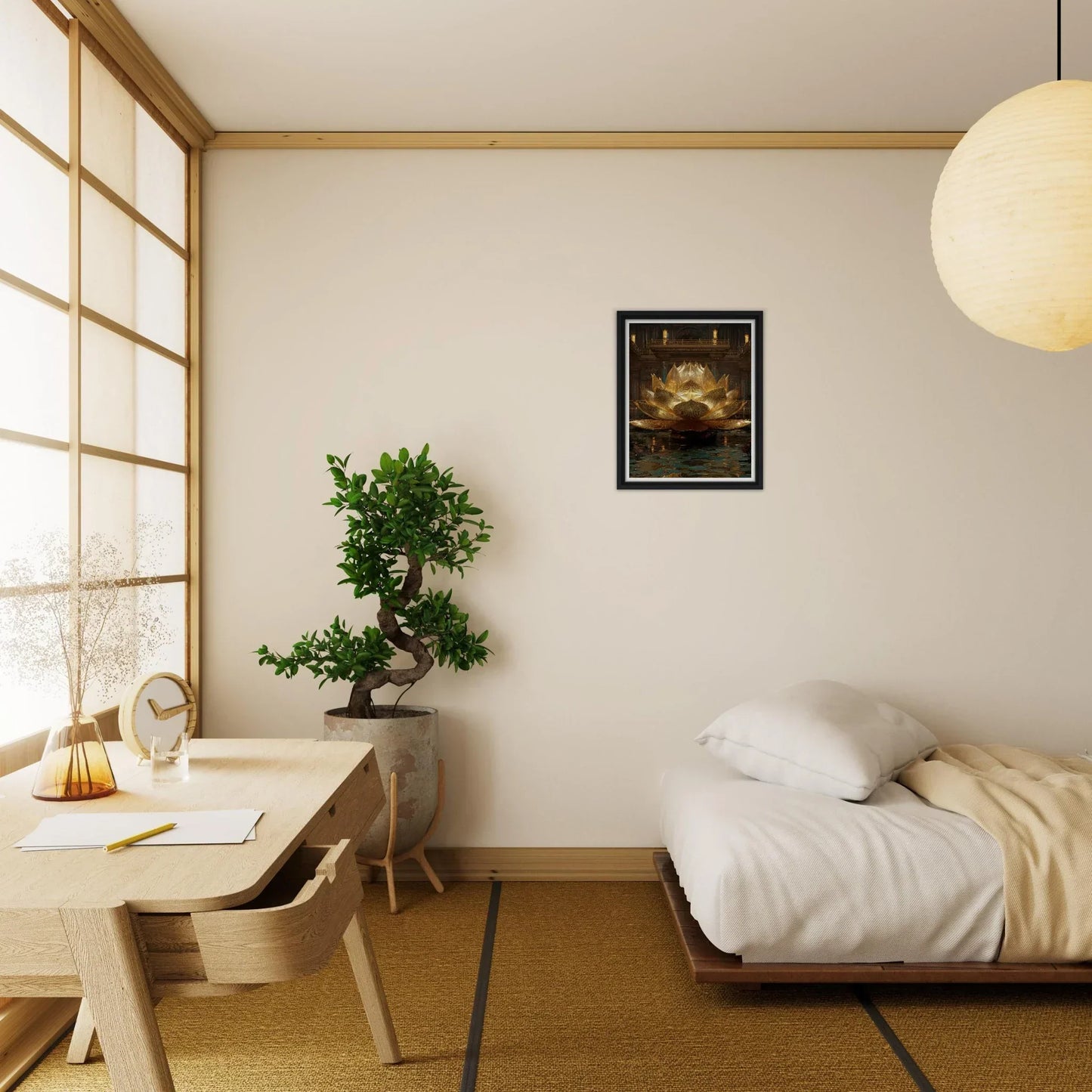 The Celestial Padma | Architectural Gold Lotus Canvas