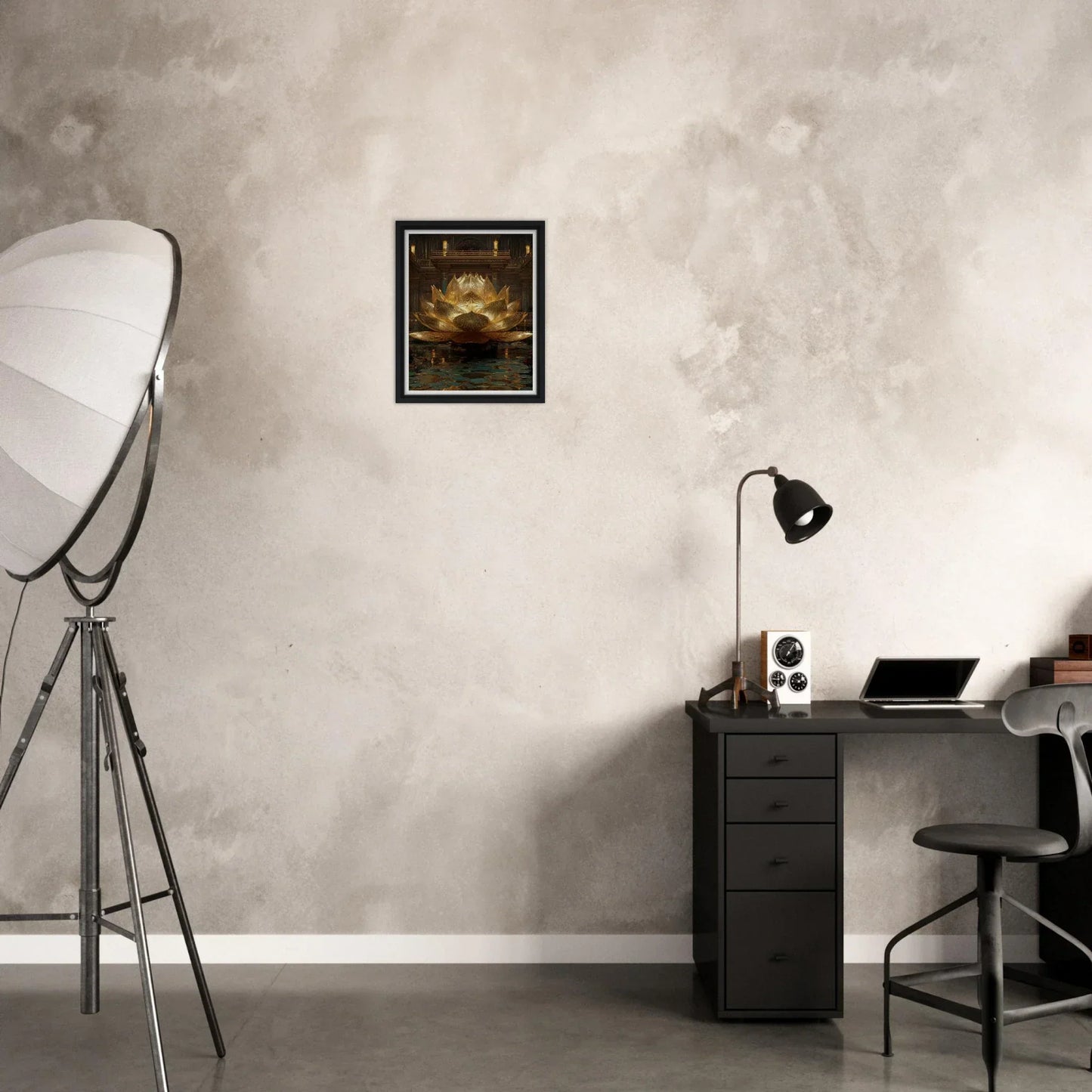 The Celestial Padma | Architectural Gold Lotus Canvas