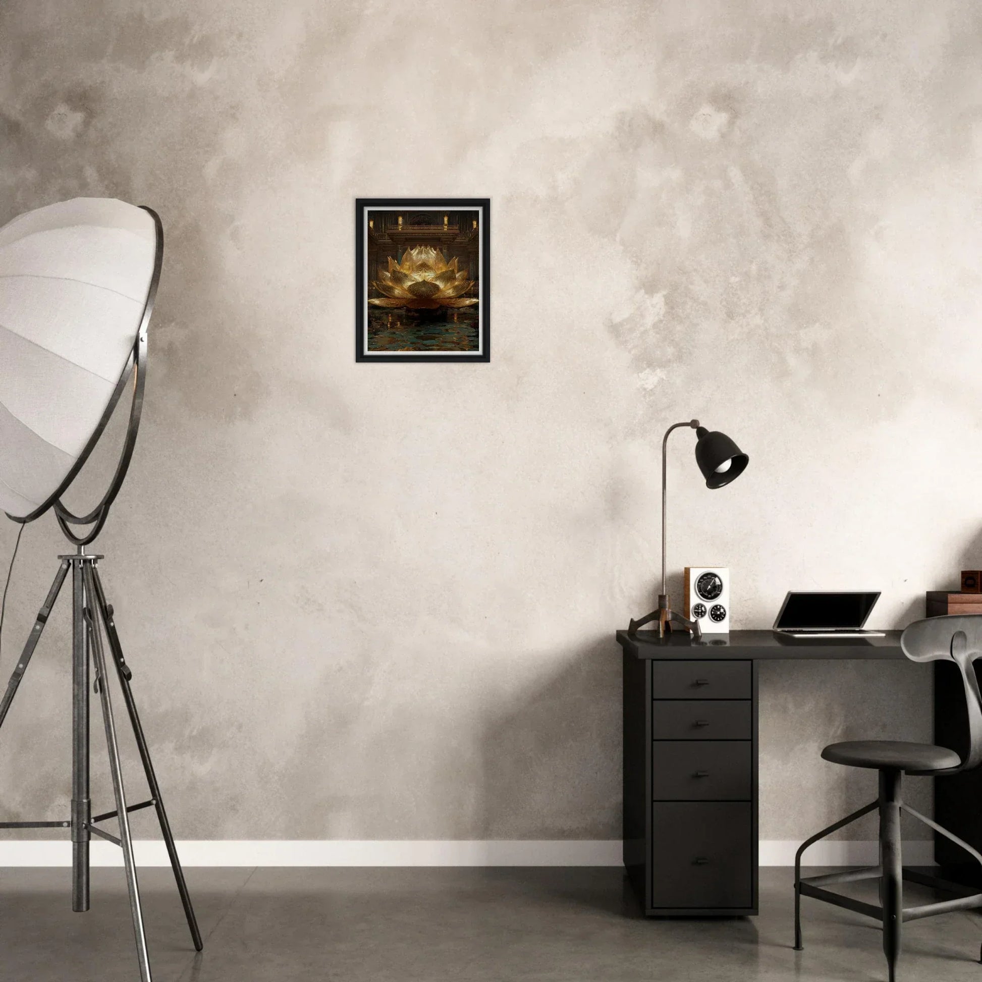 The Celestial Padma | Architectural Gold Lotus Canvas
