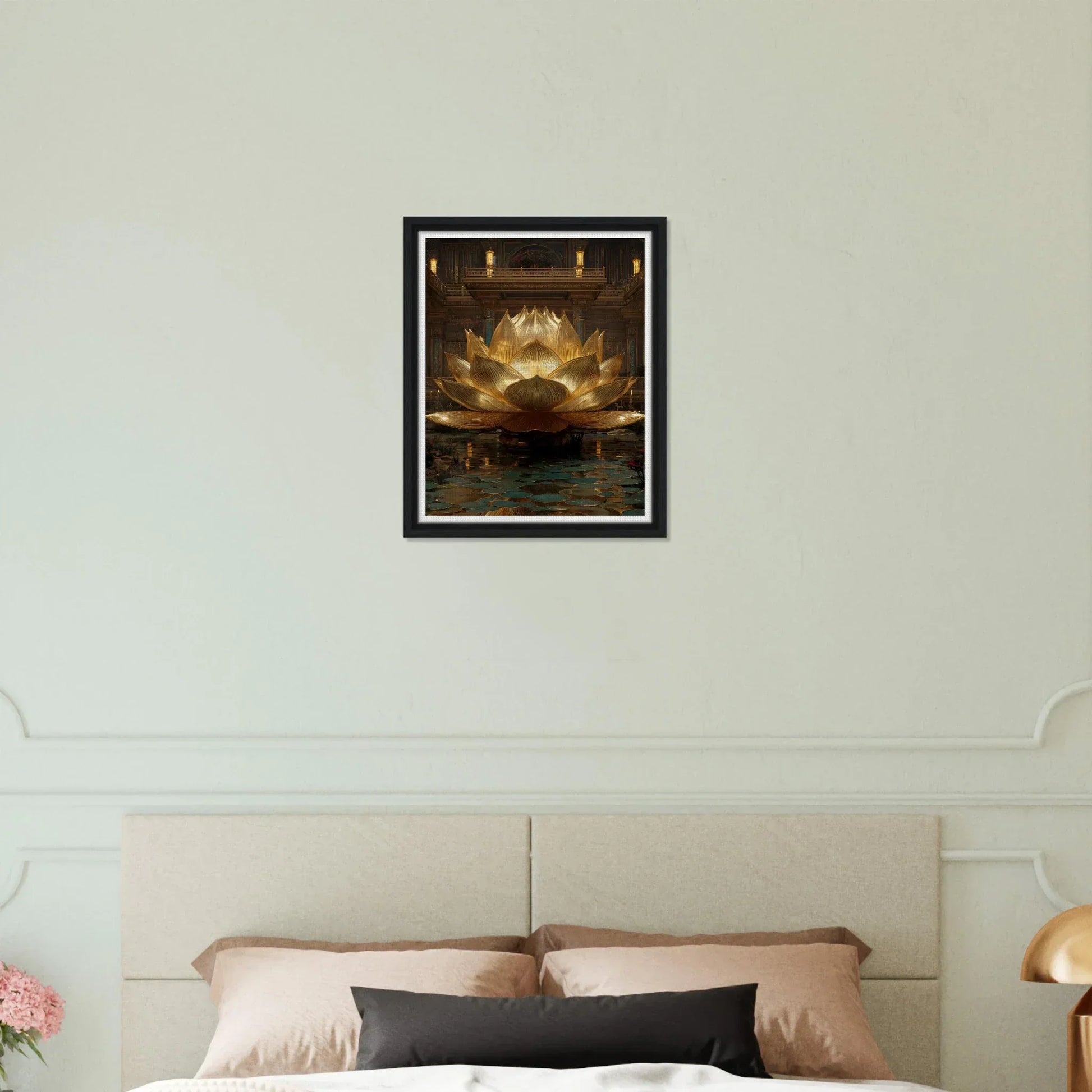 The Celestial Padma | Architectural Gold Lotus Canvas