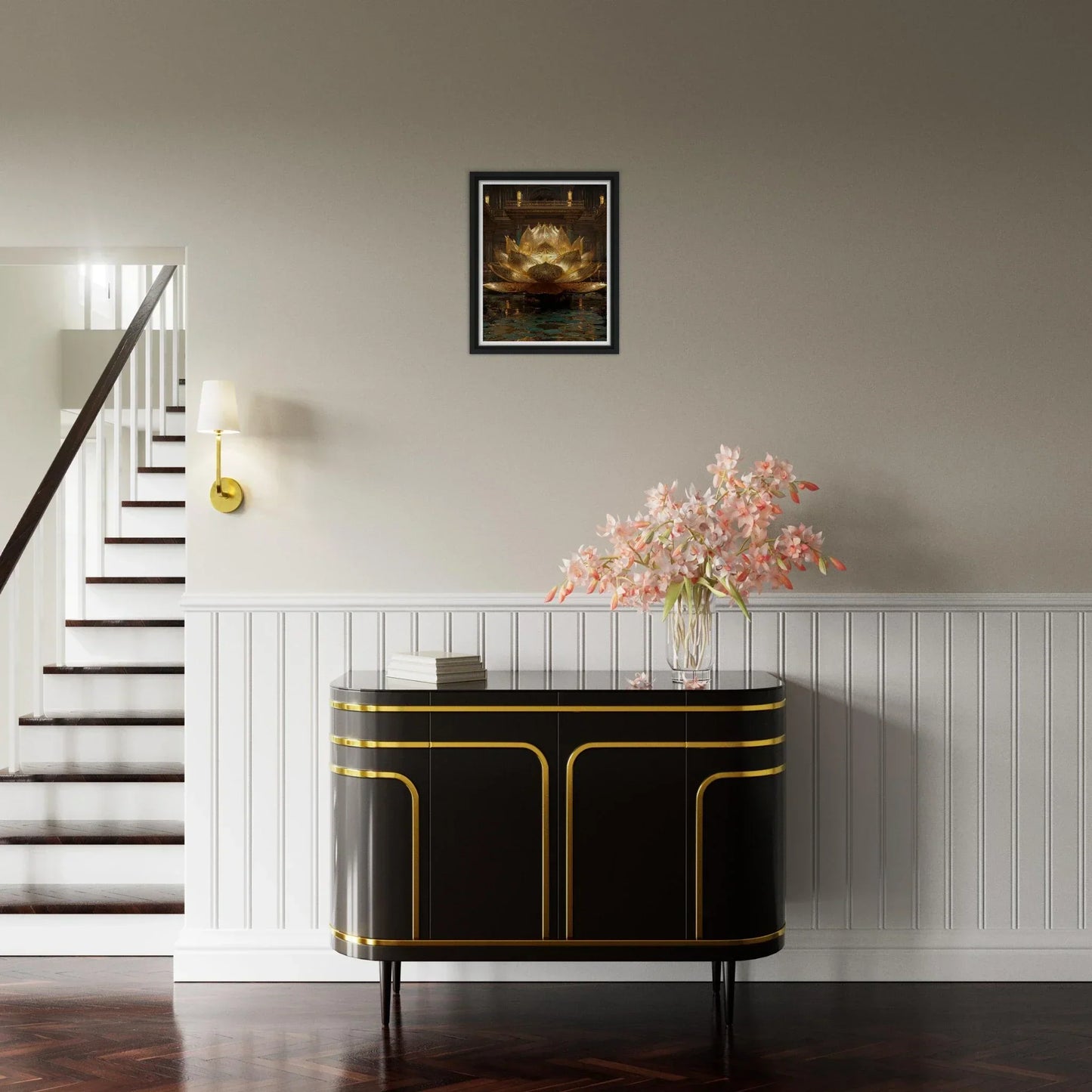 The Celestial Padma | Architectural Gold Lotus Canvas
