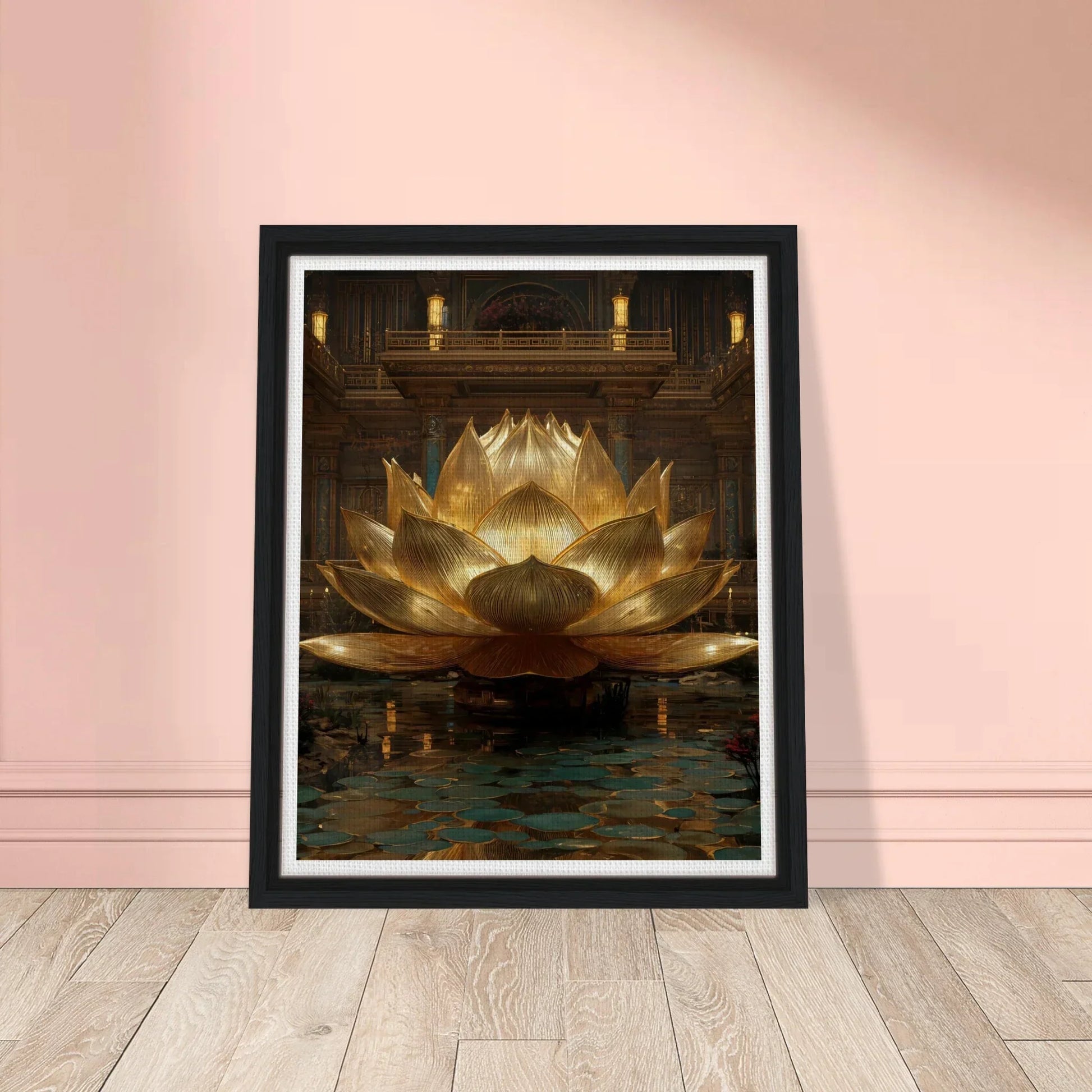 The Celestial Padma | Architectural Gold Lotus Canvas