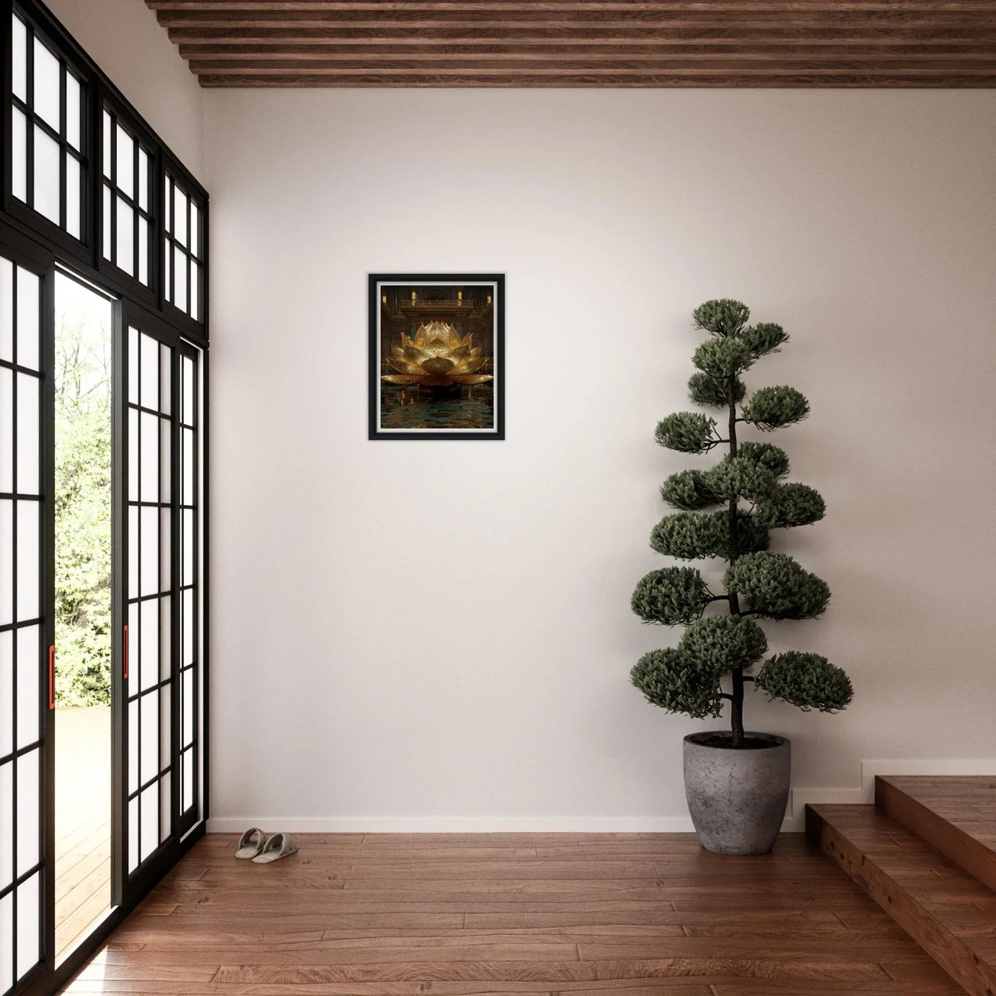 The Celestial Padma | Architectural Gold Lotus Canvas