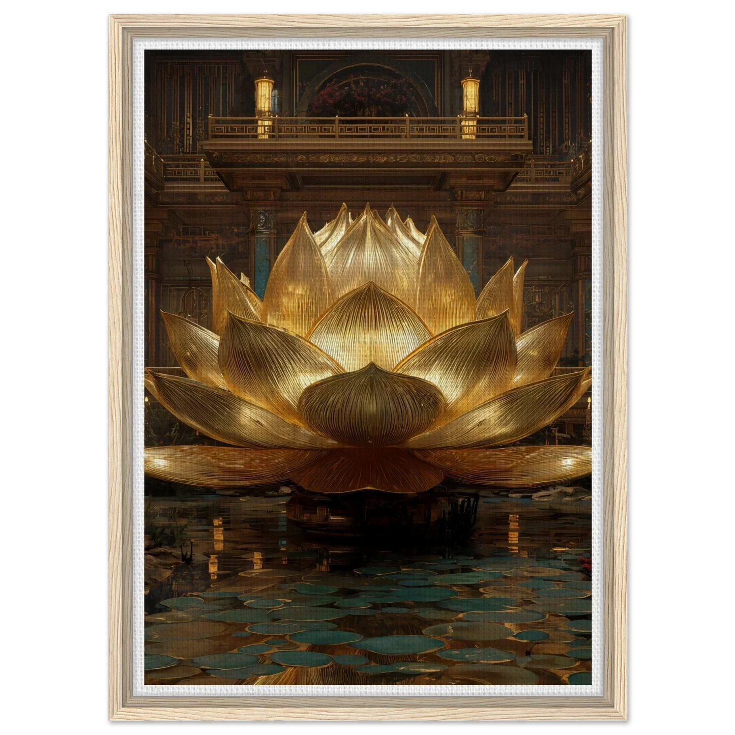 The Celestial Padma | Architectural Gold Lotus Canvas