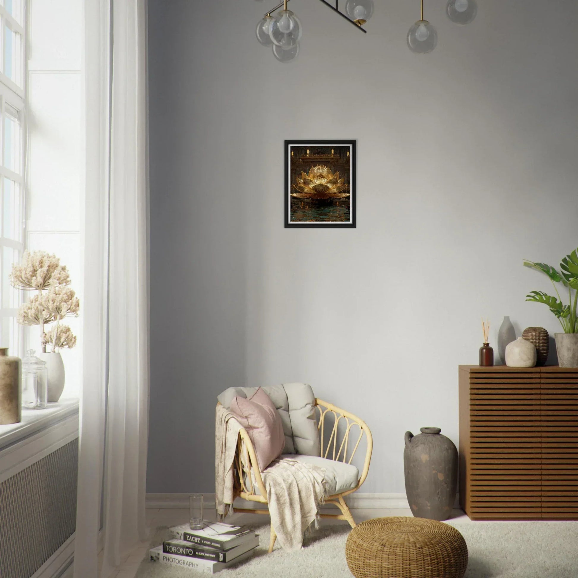 The Celestial Padma | Architectural Gold Lotus Canvas