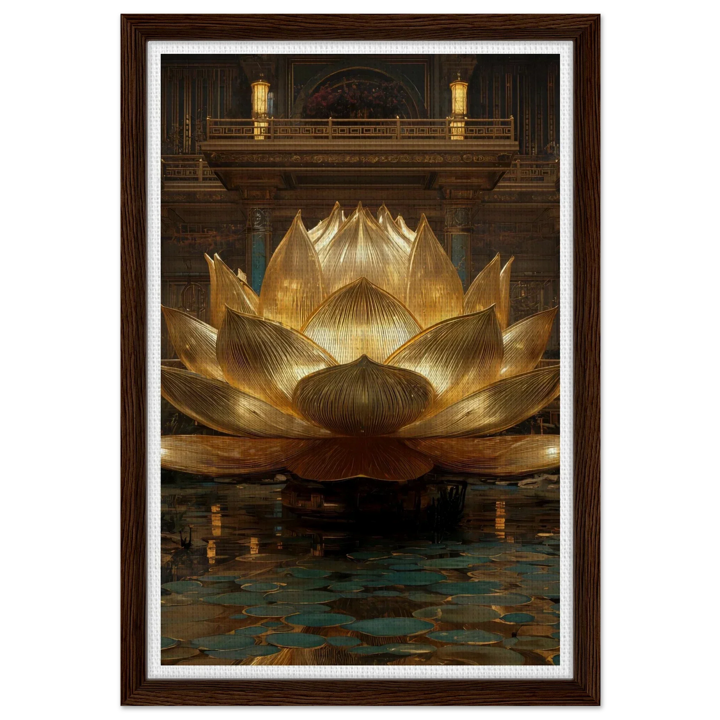 The Celestial Padma | Architectural Gold Lotus Canvas