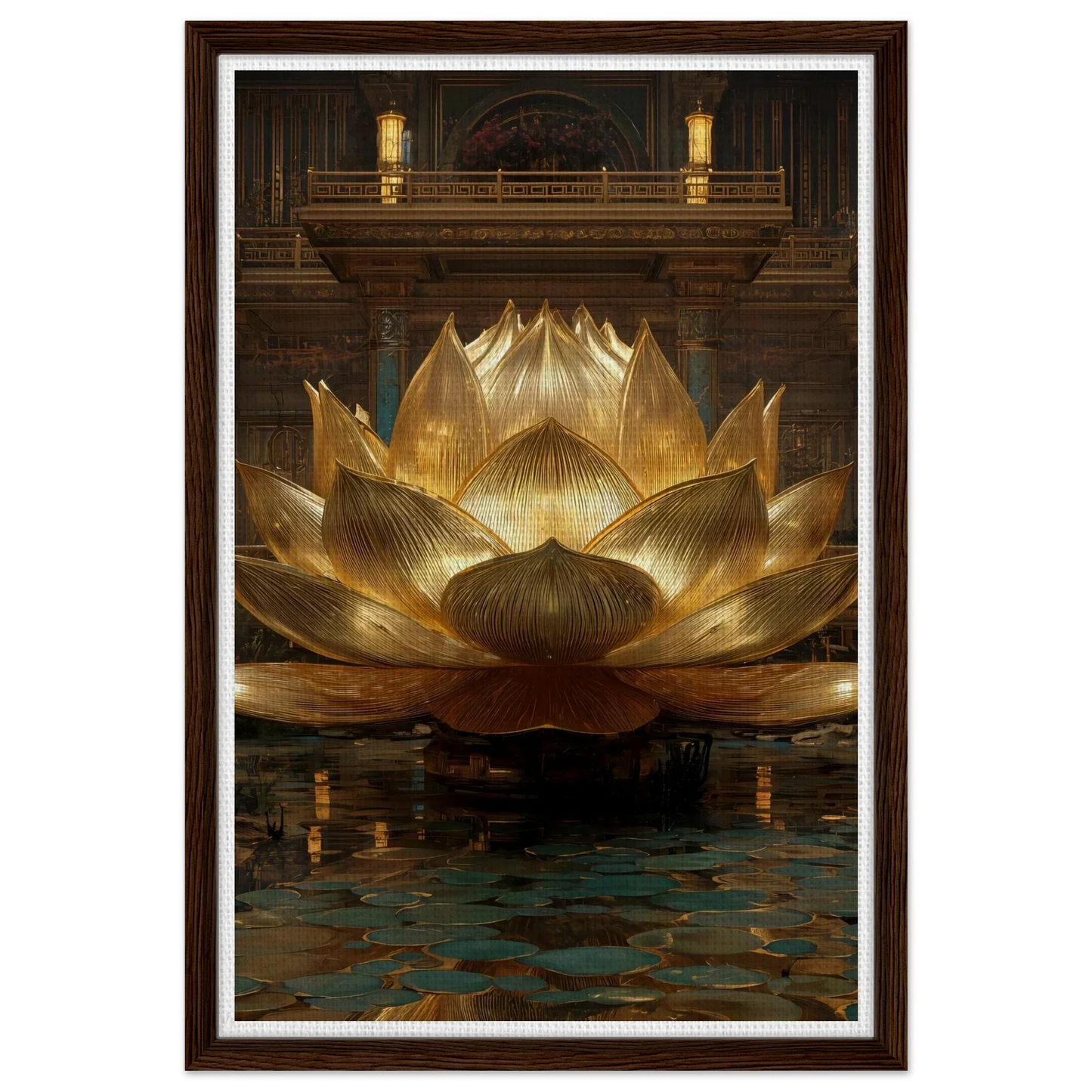 The Celestial Padma | Architectural Gold Lotus Canvas