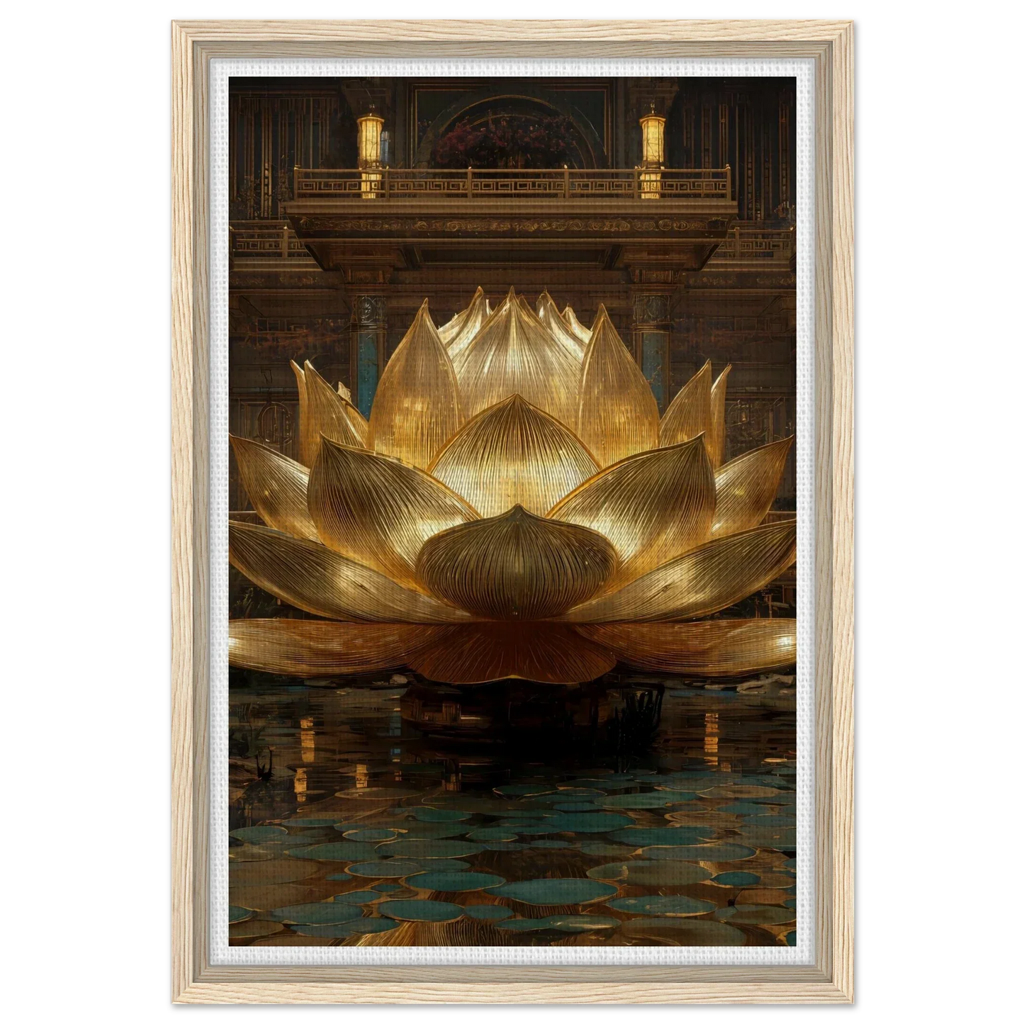 The Celestial Padma | Architectural Gold Lotus Canvas