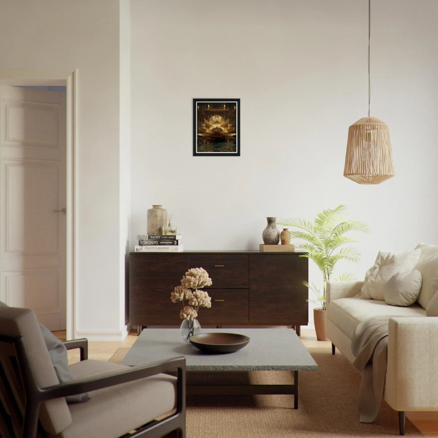 The Celestial Padma | Architectural Gold Lotus Canvas