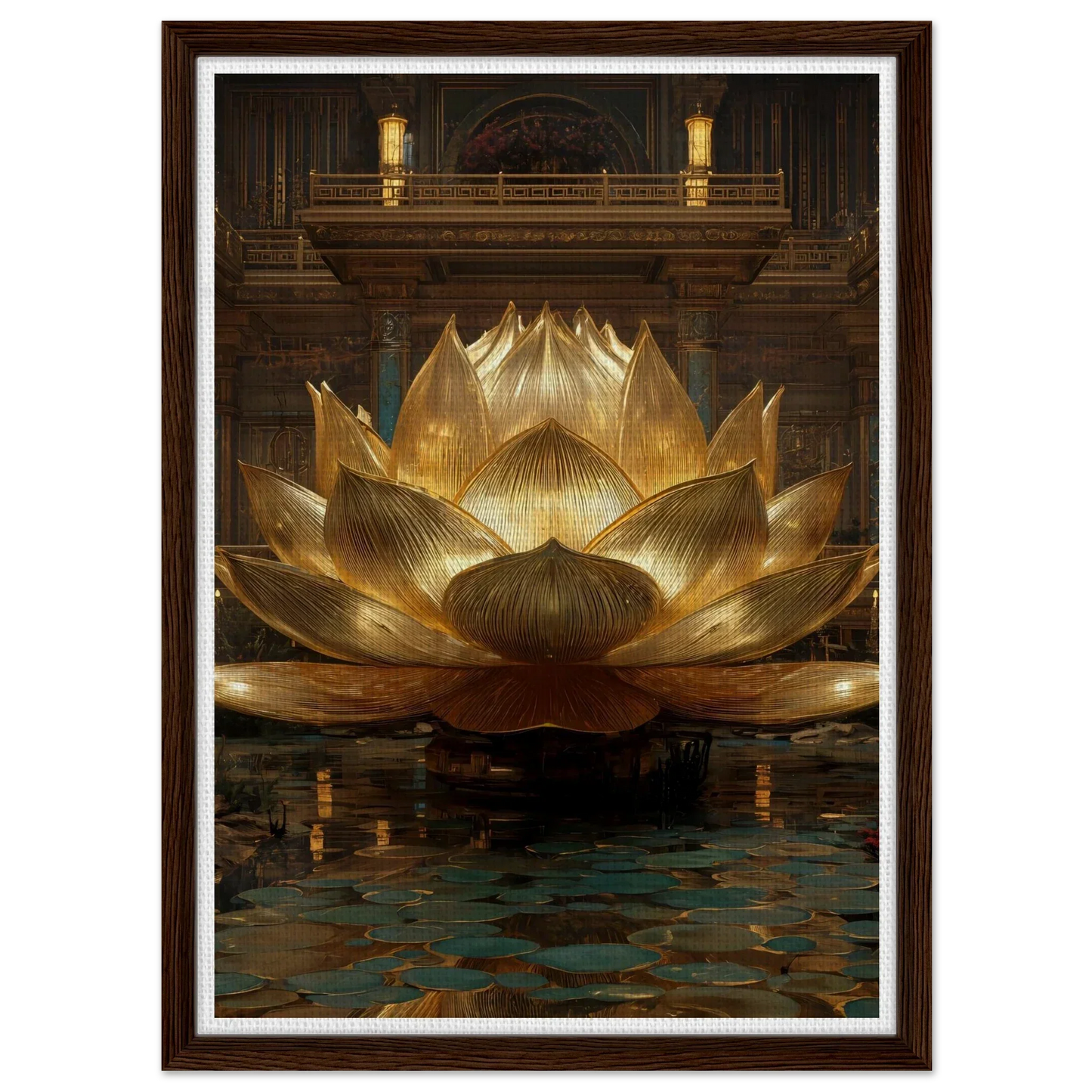 The Celestial Padma | Architectural Gold Lotus Canvas