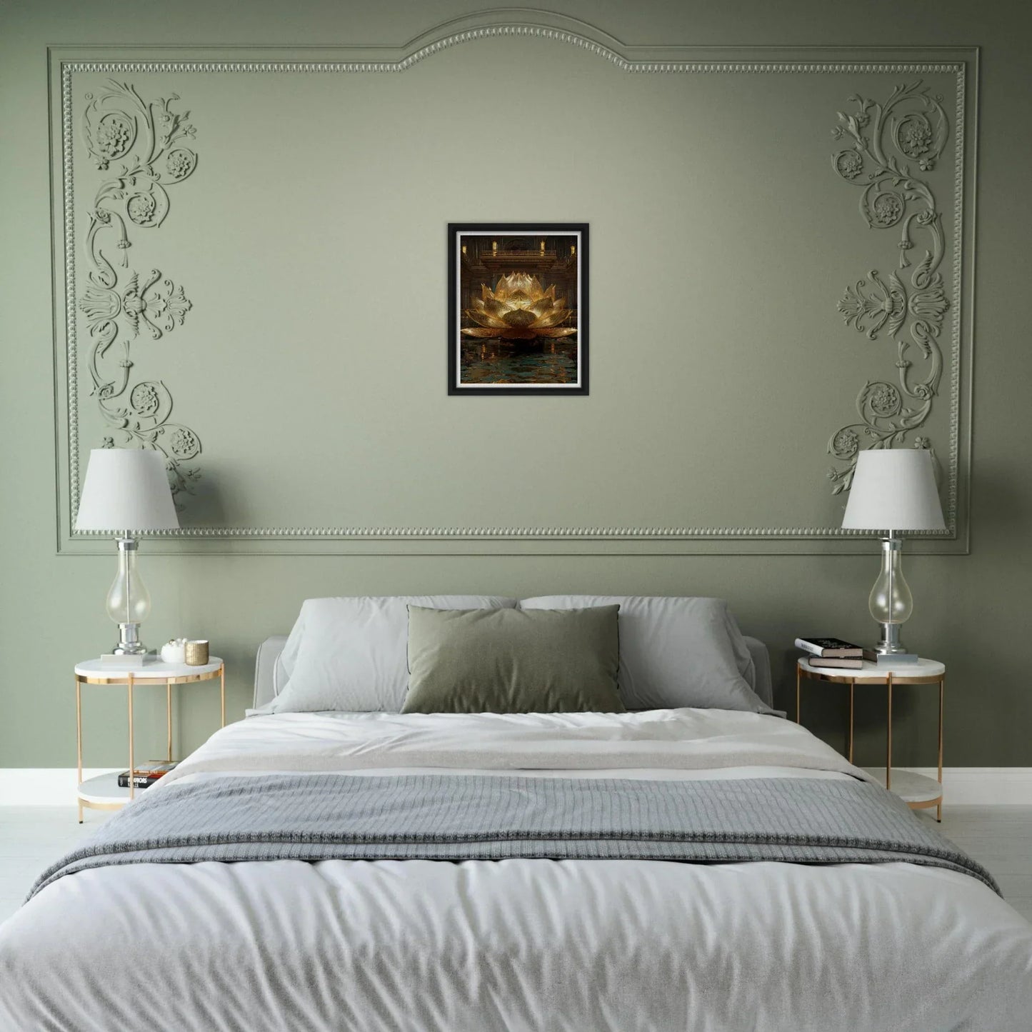 The Celestial Padma | Architectural Gold Lotus Canvas