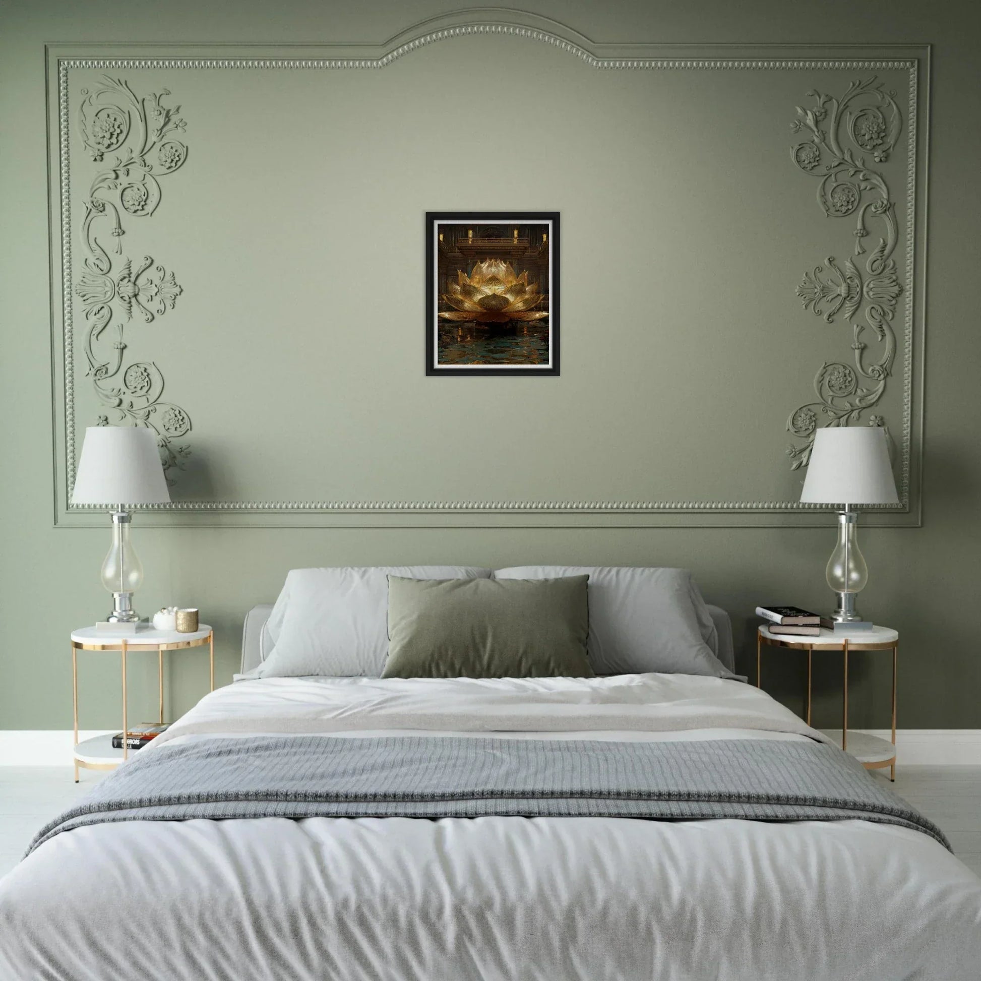 The Celestial Padma | Architectural Gold Lotus Canvas