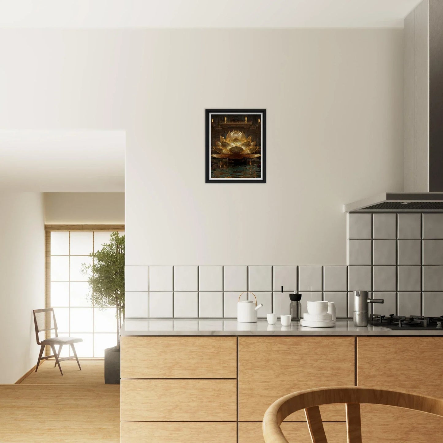The Celestial Padma | Architectural Gold Lotus Canvas