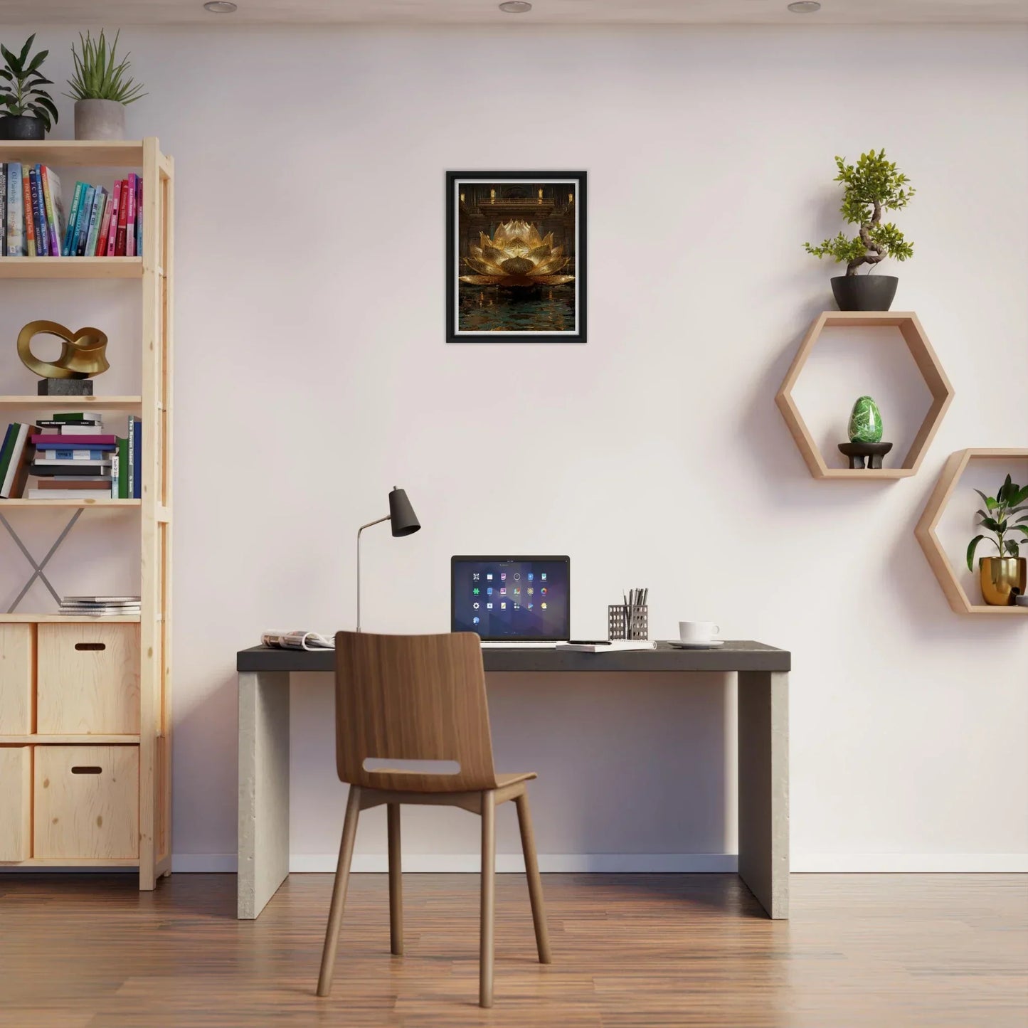 The Celestial Padma | Architectural Gold Lotus Canvas