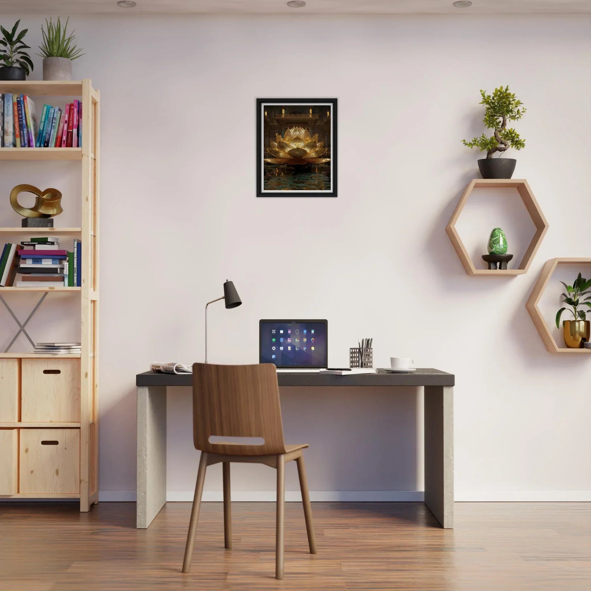 The Celestial Padma | Architectural Gold Lotus Canvas
