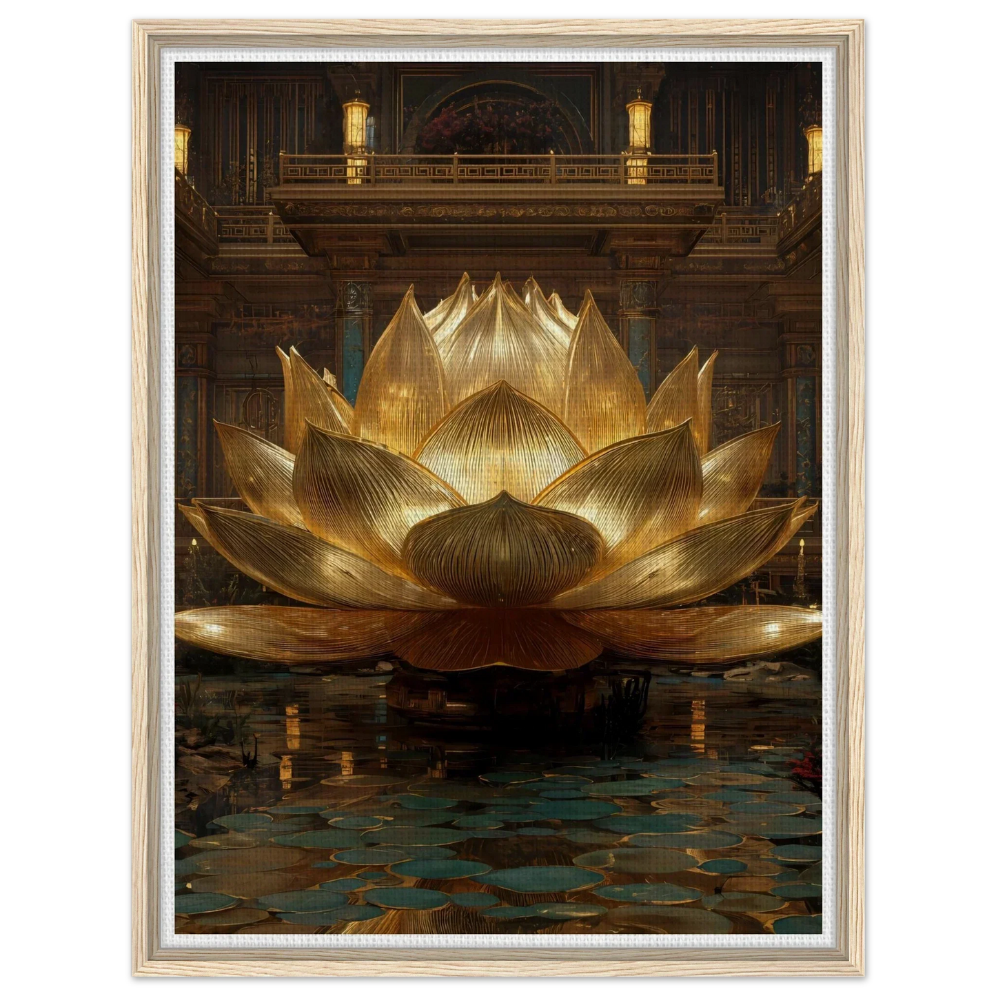 The Celestial Padma | Architectural Gold Lotus Canvas