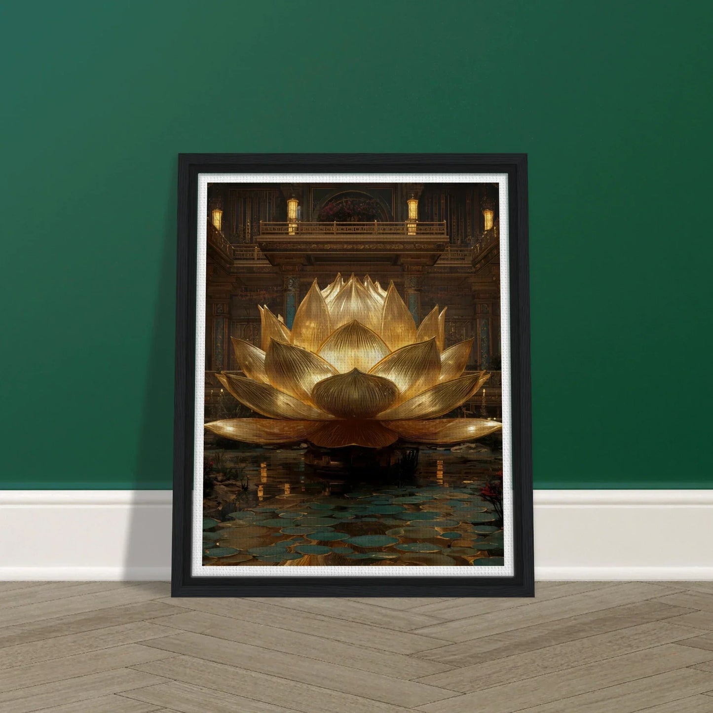 The Celestial Padma | Architectural Gold Lotus Canvas