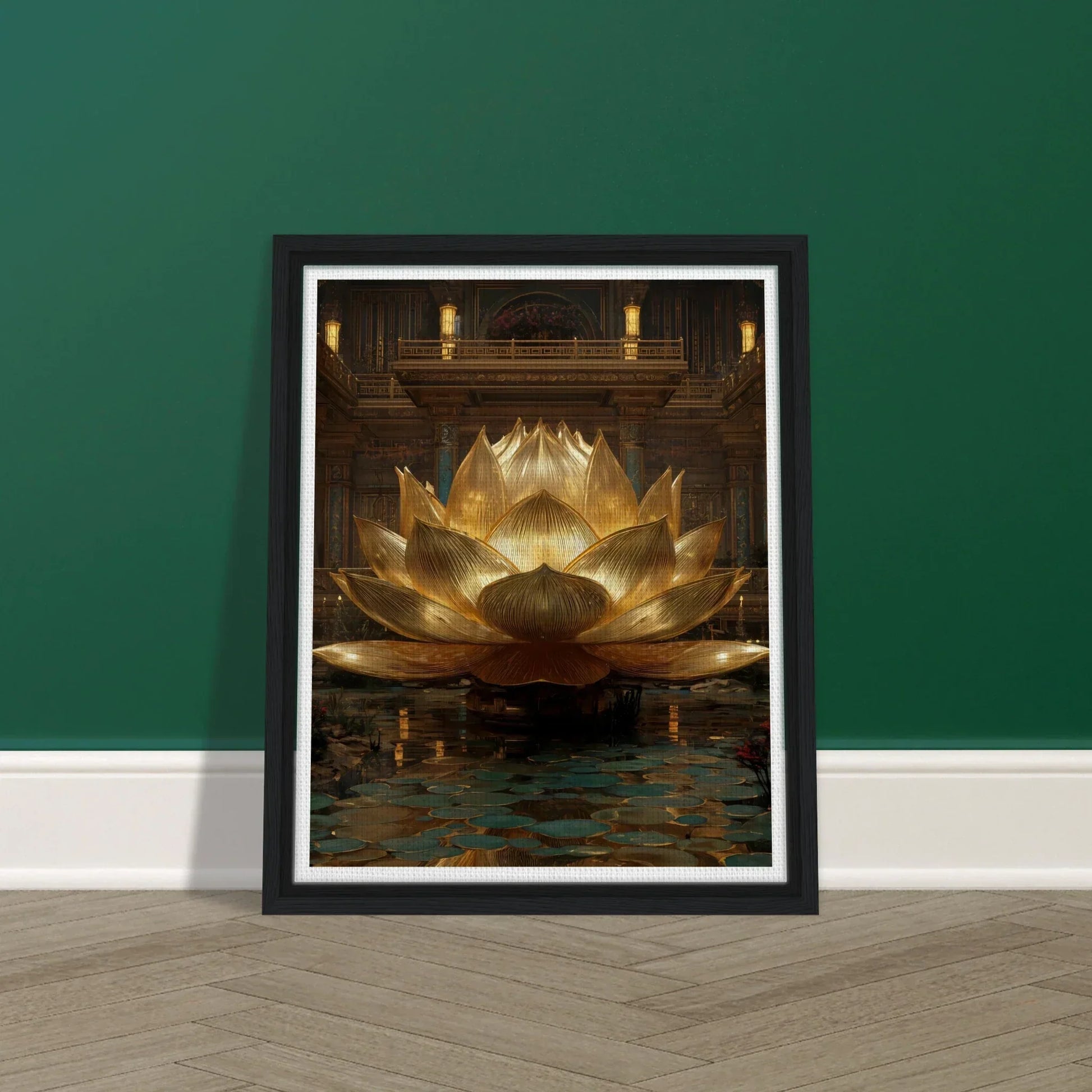 The Celestial Padma | Architectural Gold Lotus Canvas