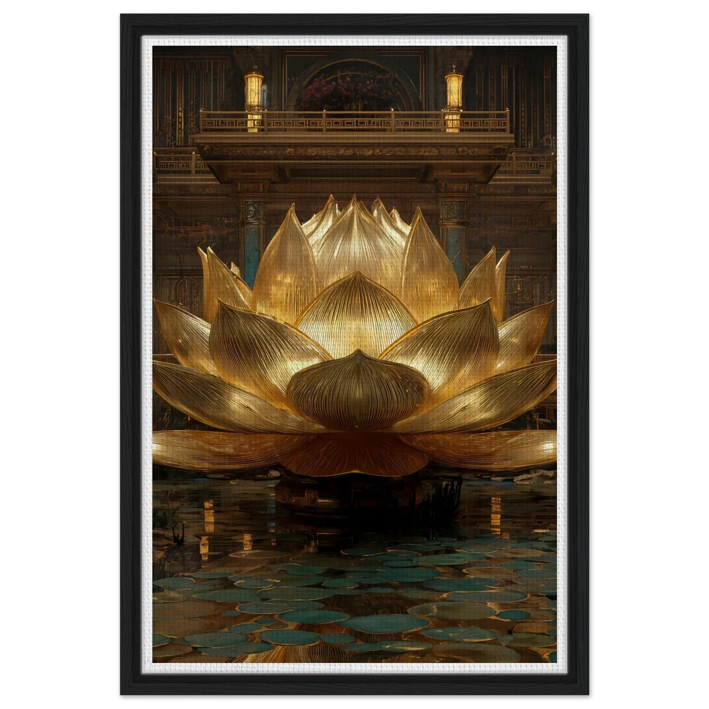 The Celestial Padma | Architectural Gold Lotus Canvas
