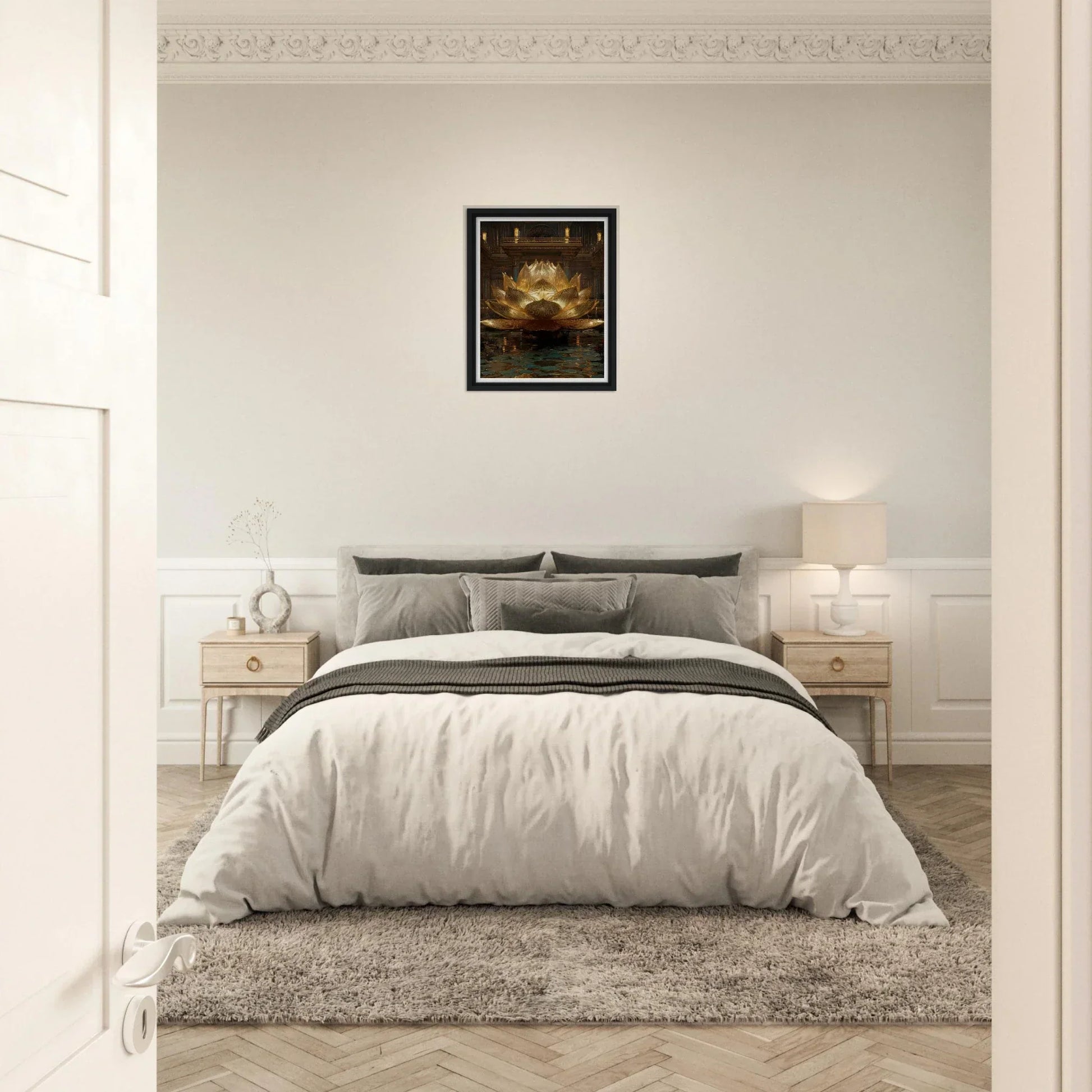 The Celestial Padma | Architectural Gold Lotus Canvas
