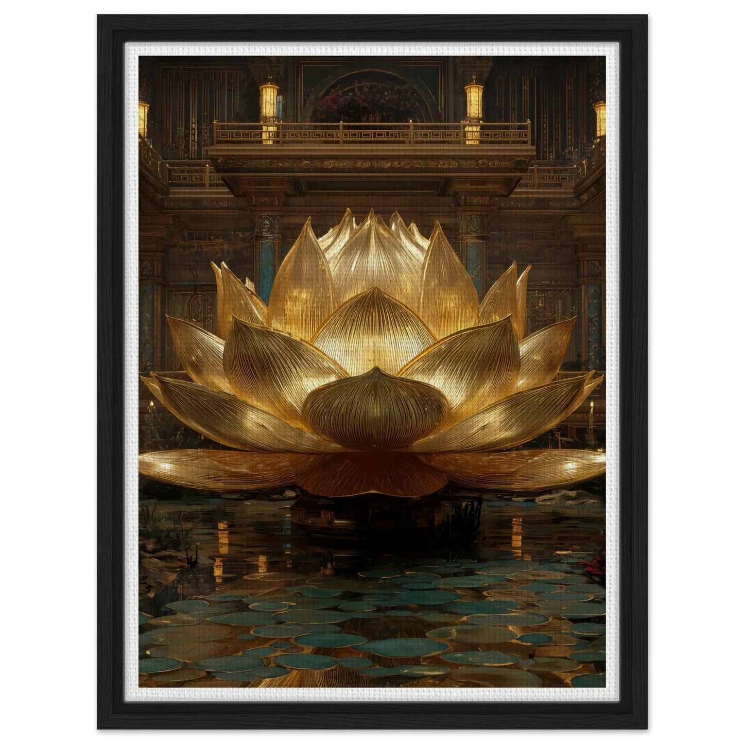 The Celestial Padma | Architectural Gold Lotus Canvas