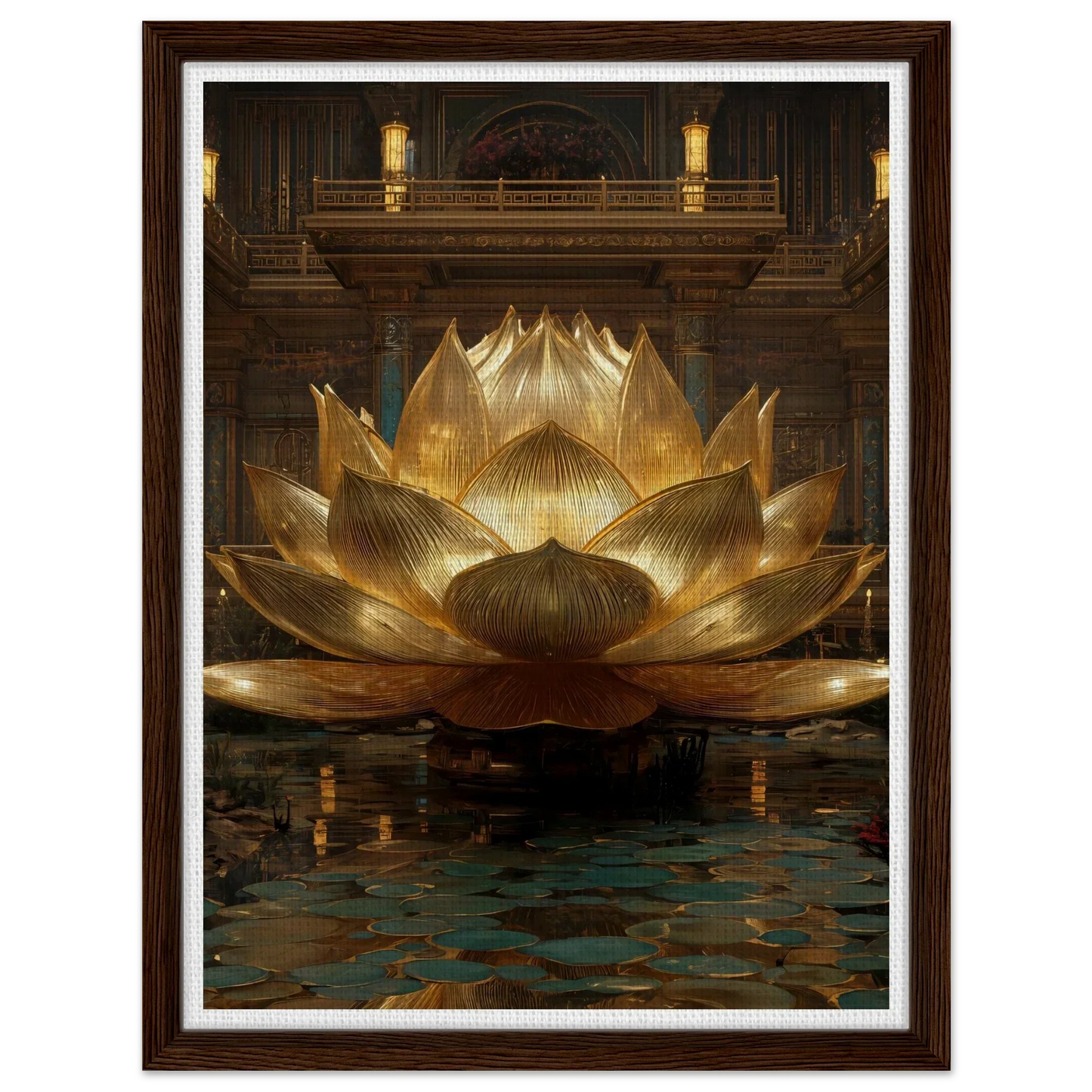 The Celestial Padma | Architectural Gold Lotus Canvas