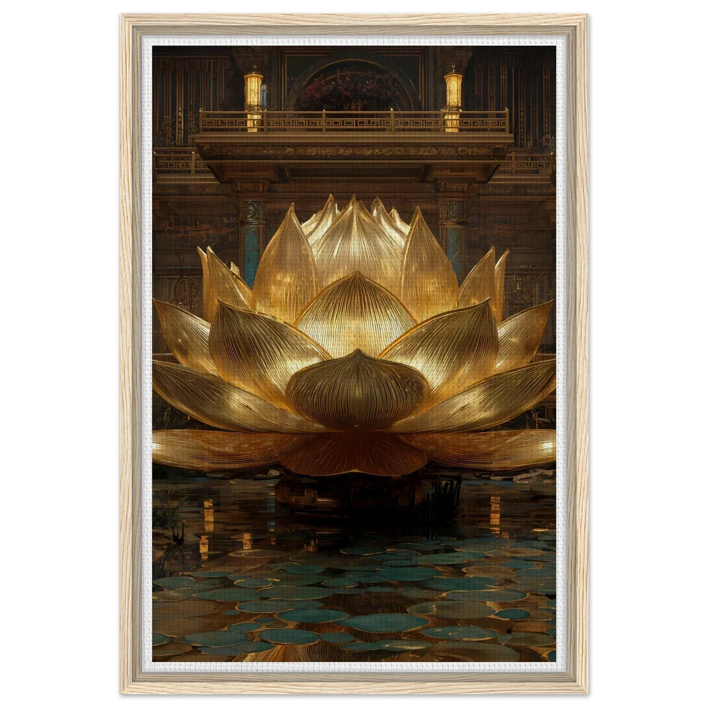The Celestial Padma | Architectural Gold Lotus Canvas