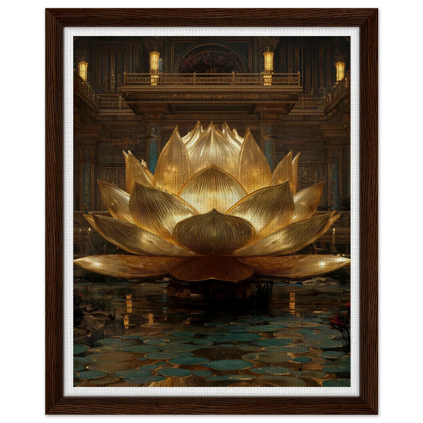 The Celestial Padma | Architectural Gold Lotus Canvas