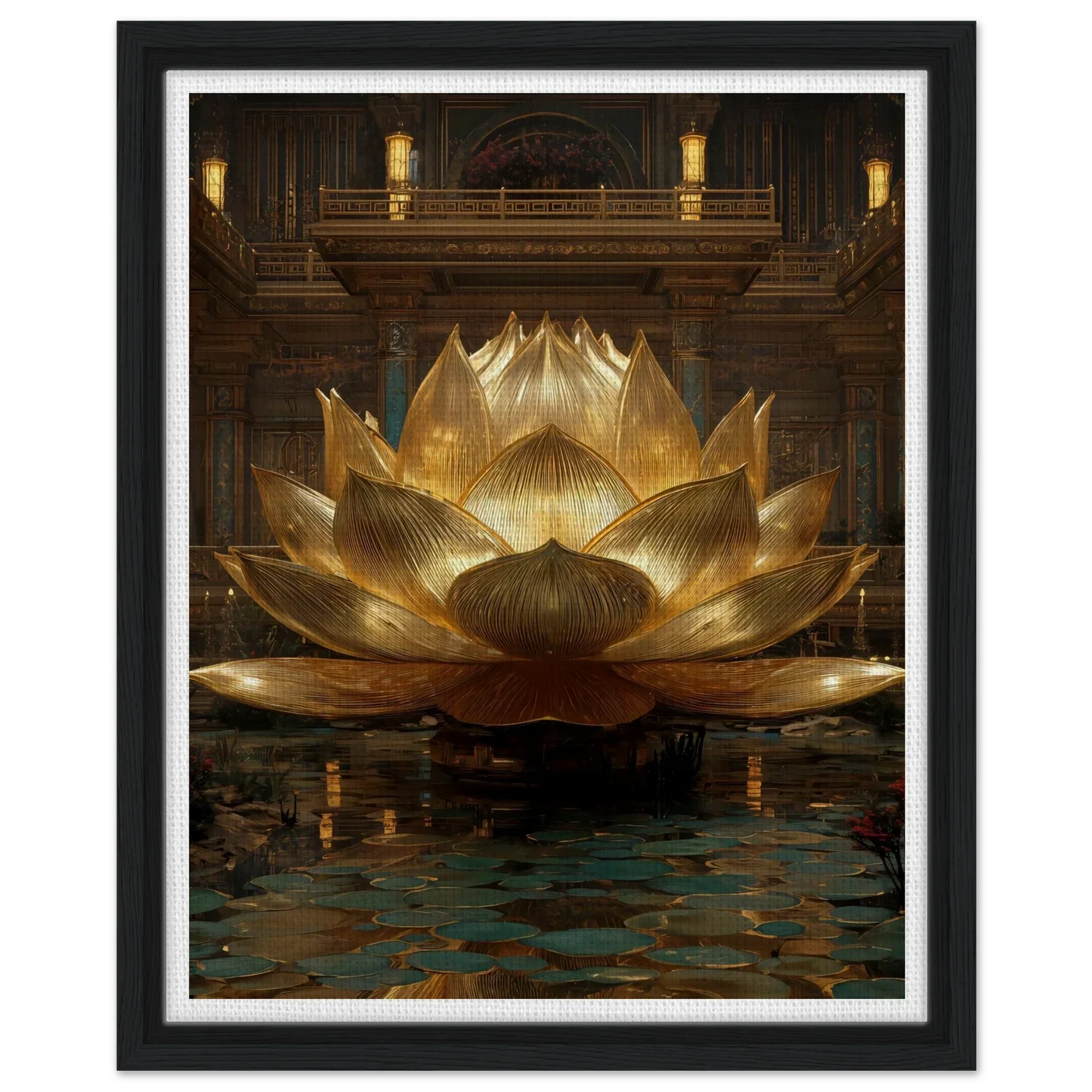 The Celestial Padma | Architectural Gold Lotus Canvas