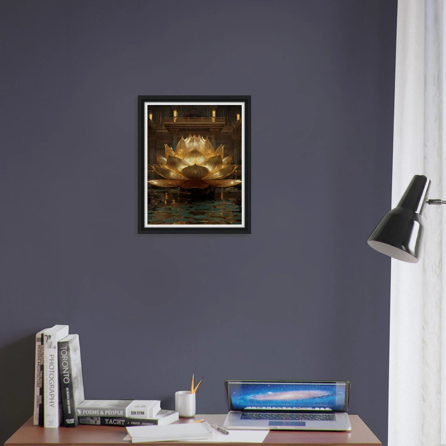 The Celestial Padma | Architectural Gold Lotus Canvas