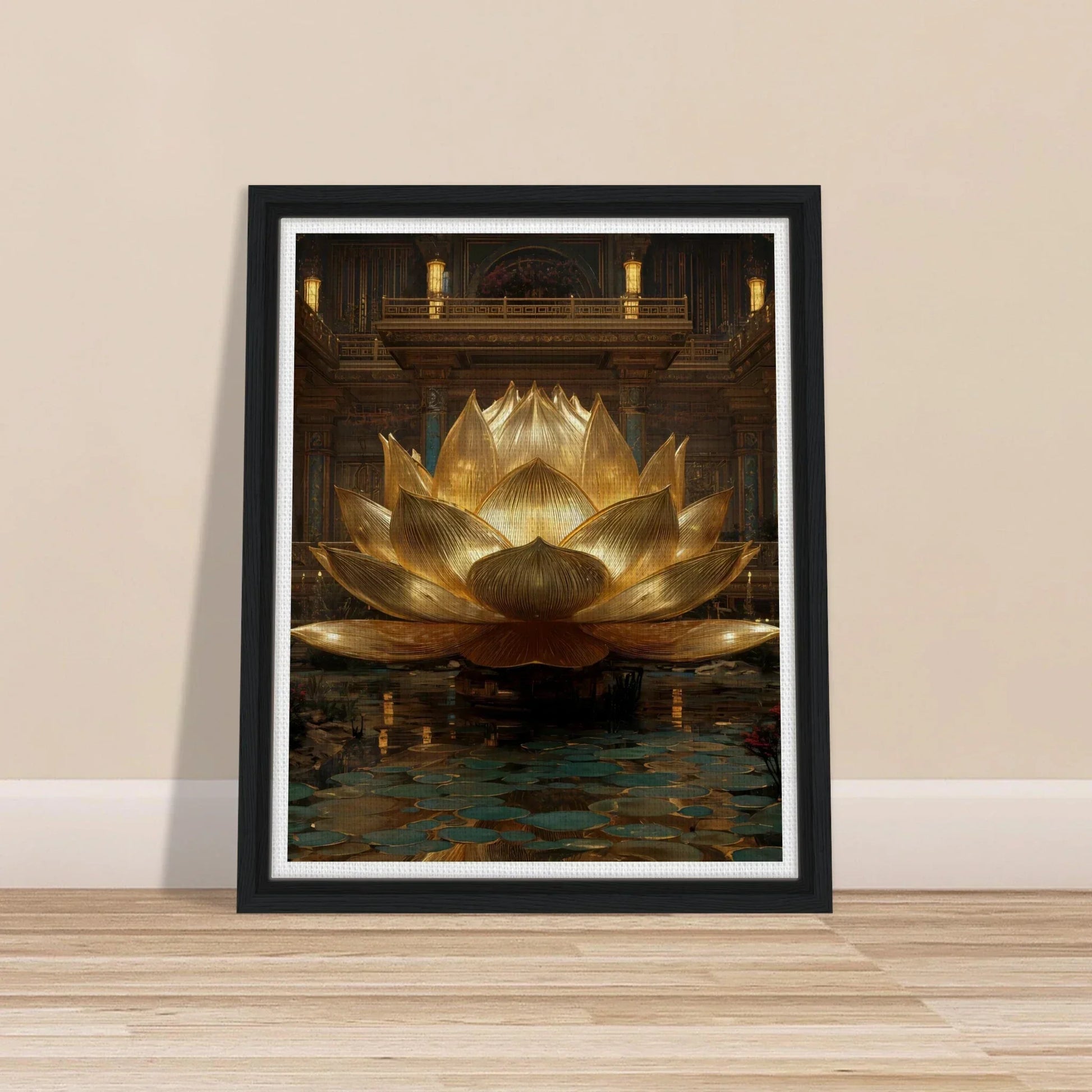 The Celestial Padma | Architectural Gold Lotus Canvas