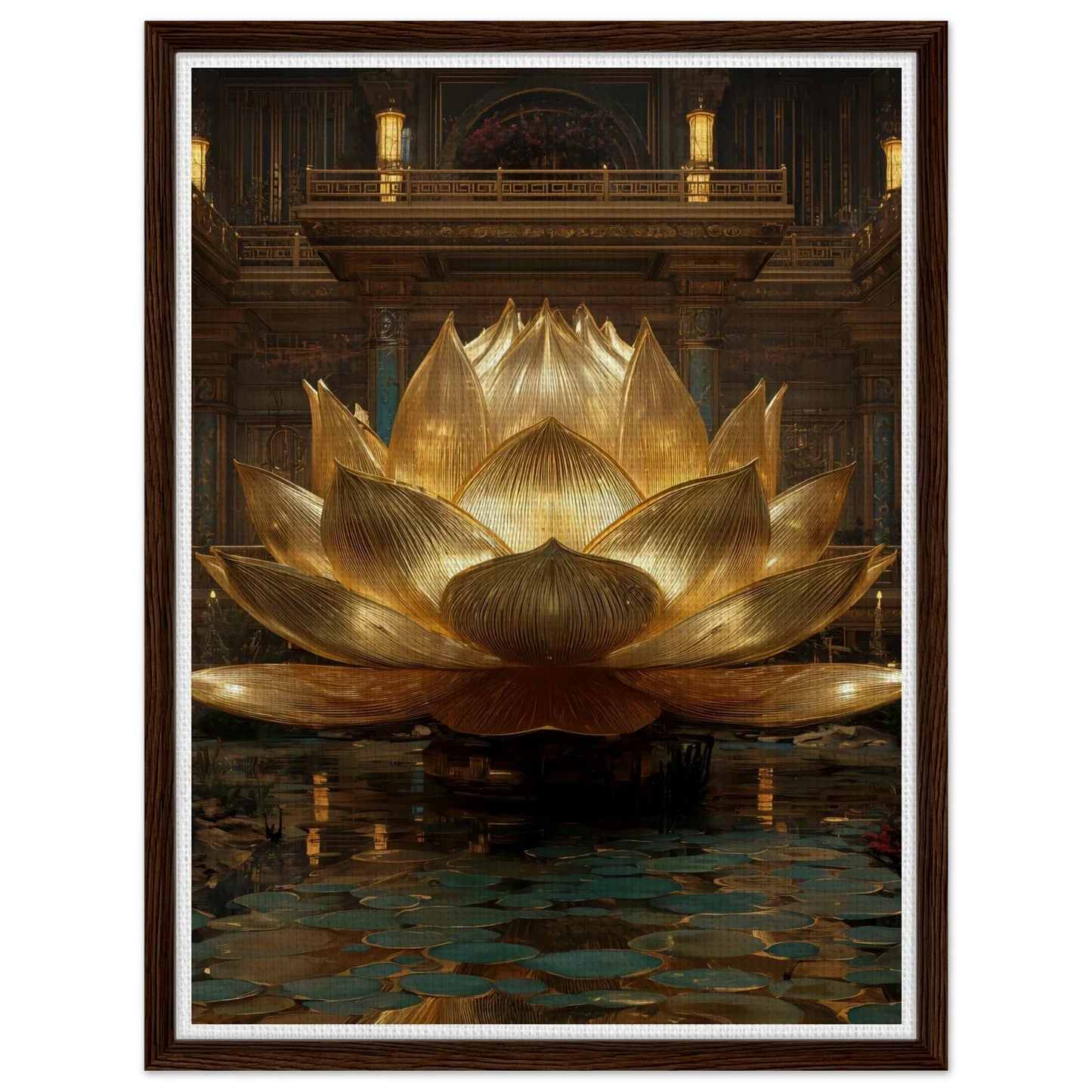 The Celestial Padma | Architectural Gold Lotus Canvas