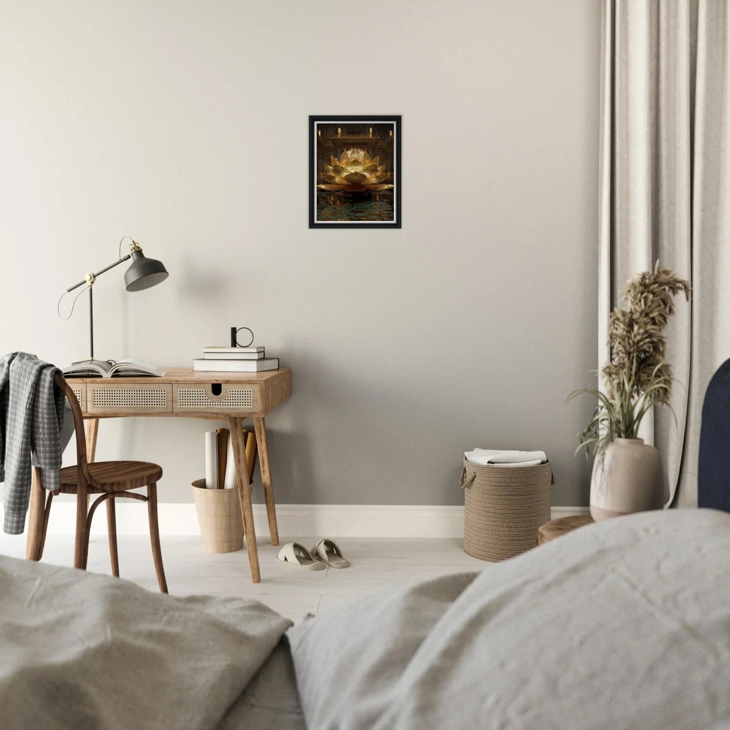 The Celestial Padma | Architectural Gold Lotus Canvas