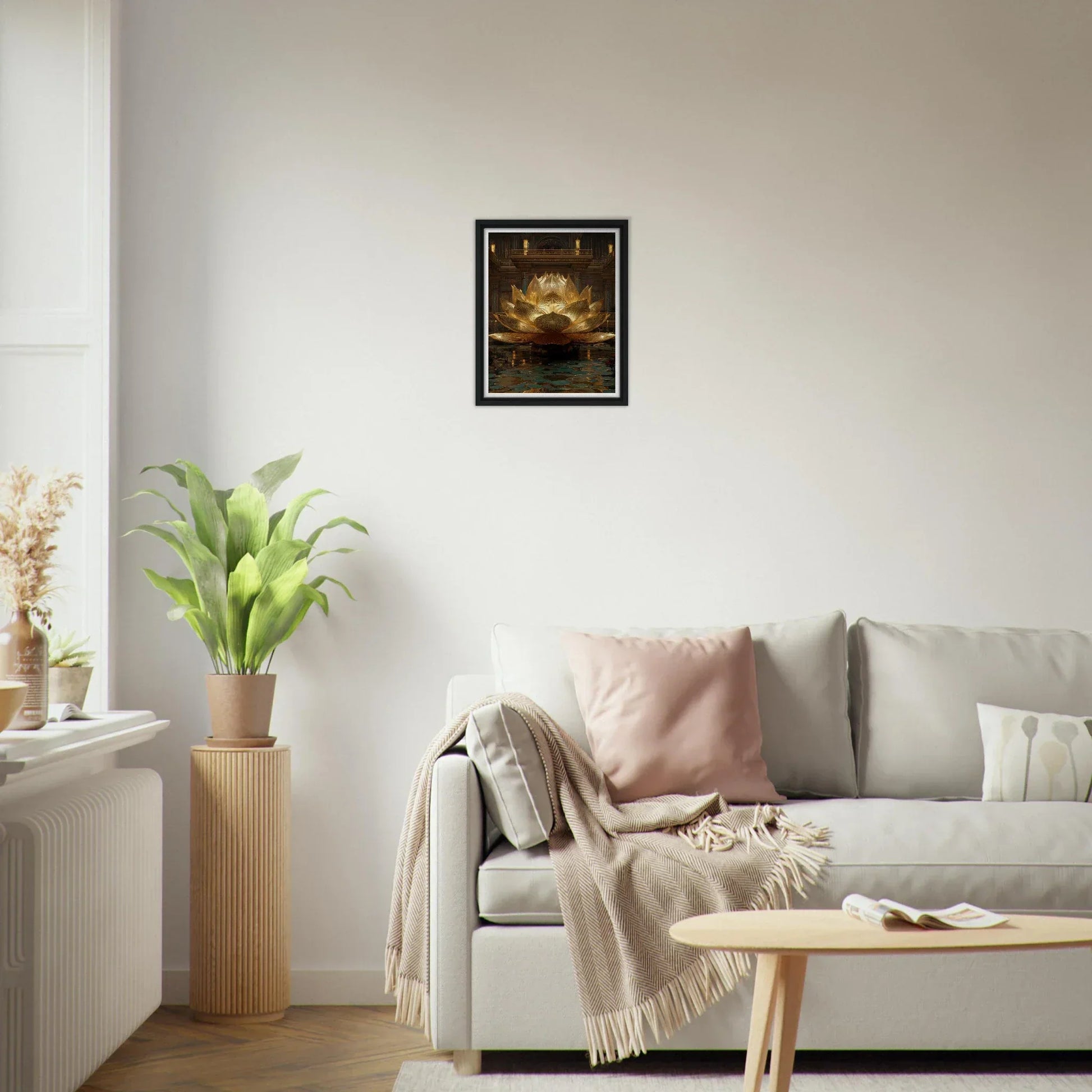 The Celestial Padma | Architectural Gold Lotus Canvas