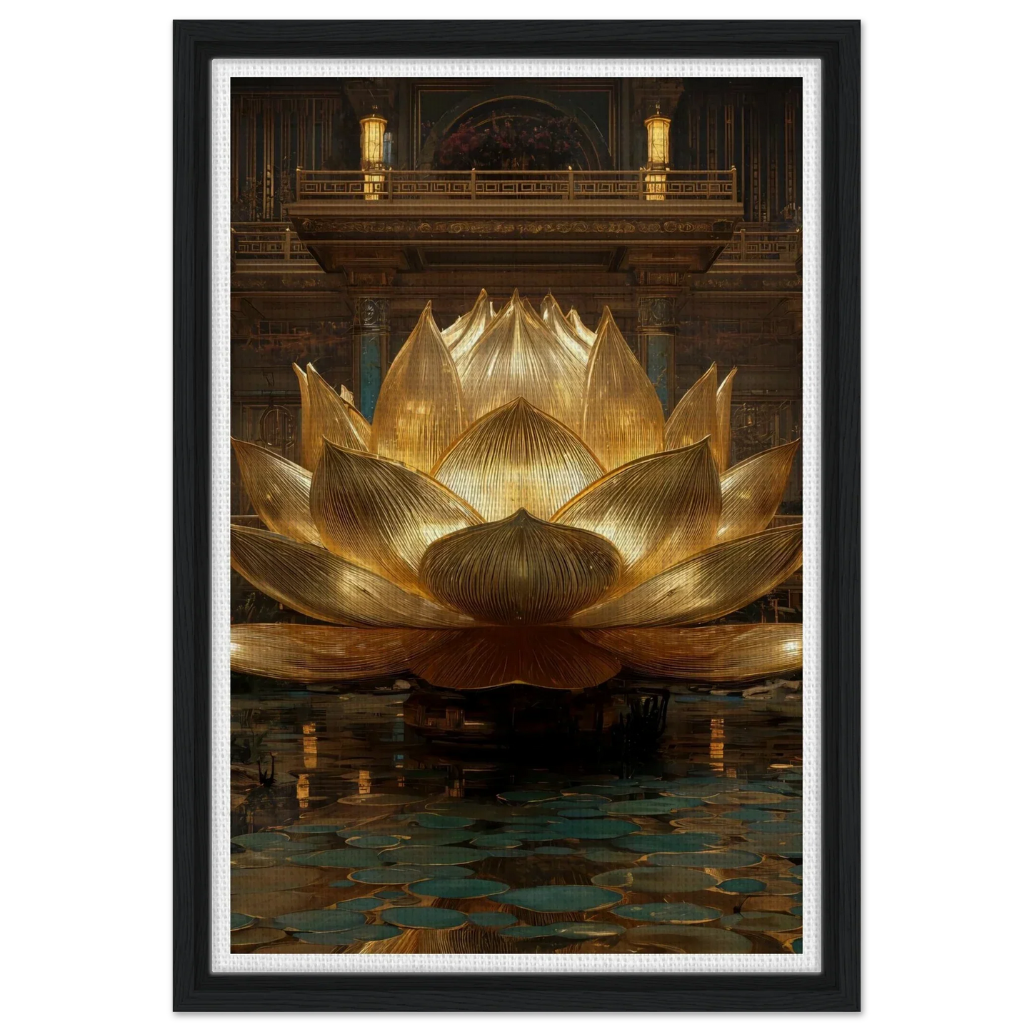 The Celestial Padma | Architectural Gold Lotus Canvas