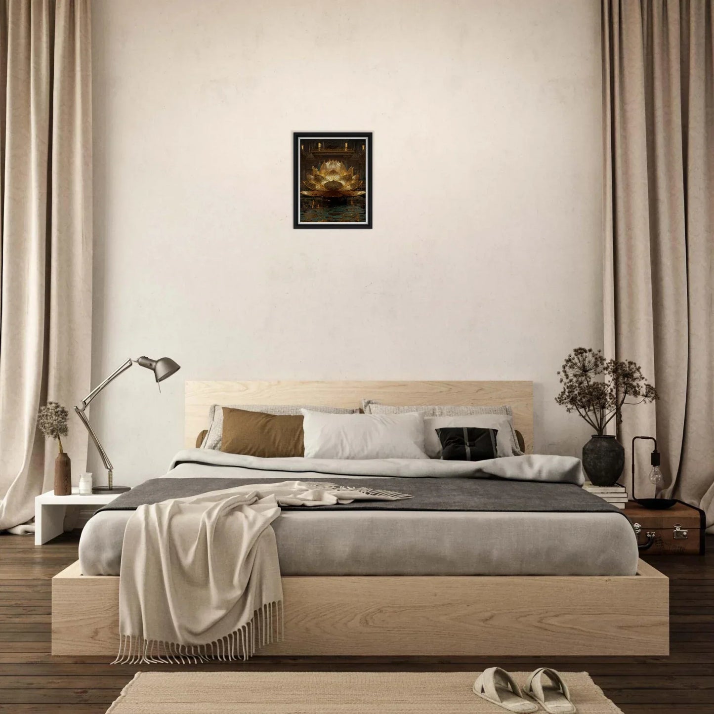 The Celestial Padma | Architectural Gold Lotus Canvas