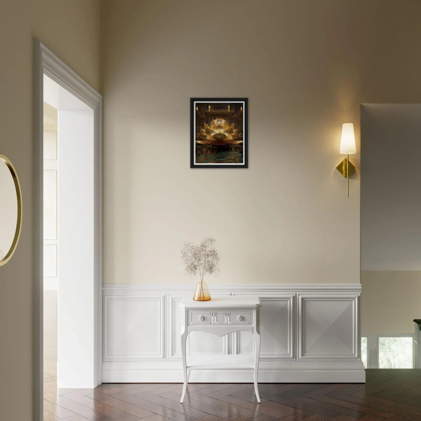 The Celestial Padma | Architectural Gold Lotus Canvas