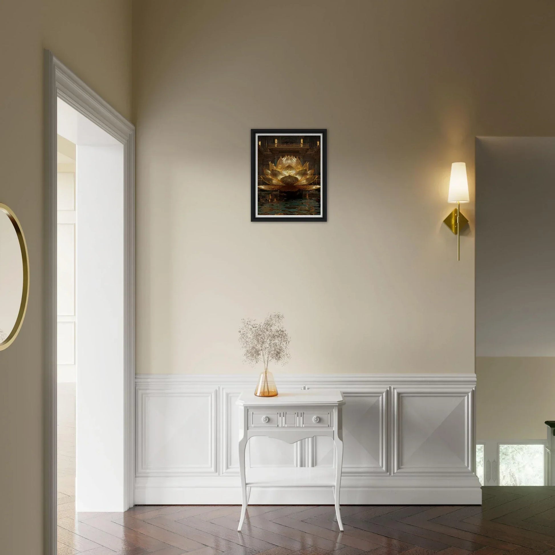 The Celestial Padma | Architectural Gold Lotus Canvas