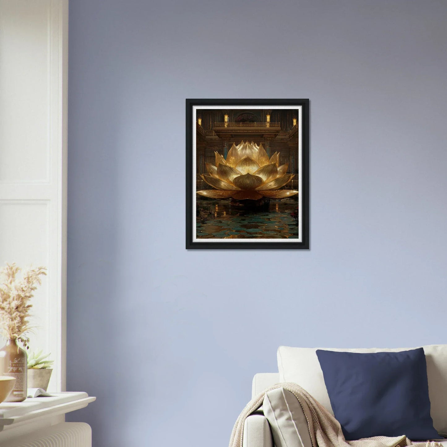 The Celestial Padma | Architectural Gold Lotus Canvas
