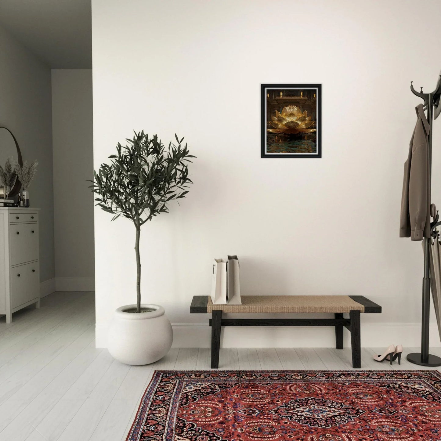 The Celestial Padma | Architectural Gold Lotus Canvas