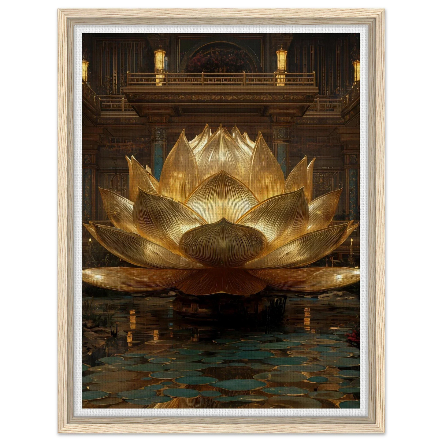 The Celestial Padma | Architectural Gold Lotus Canvas