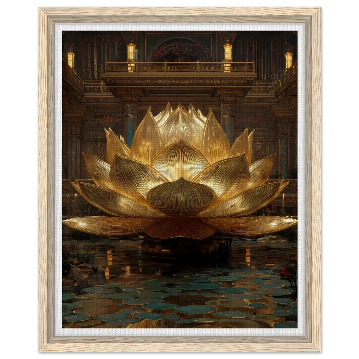 The Celestial Padma | Architectural Gold Lotus Canvas