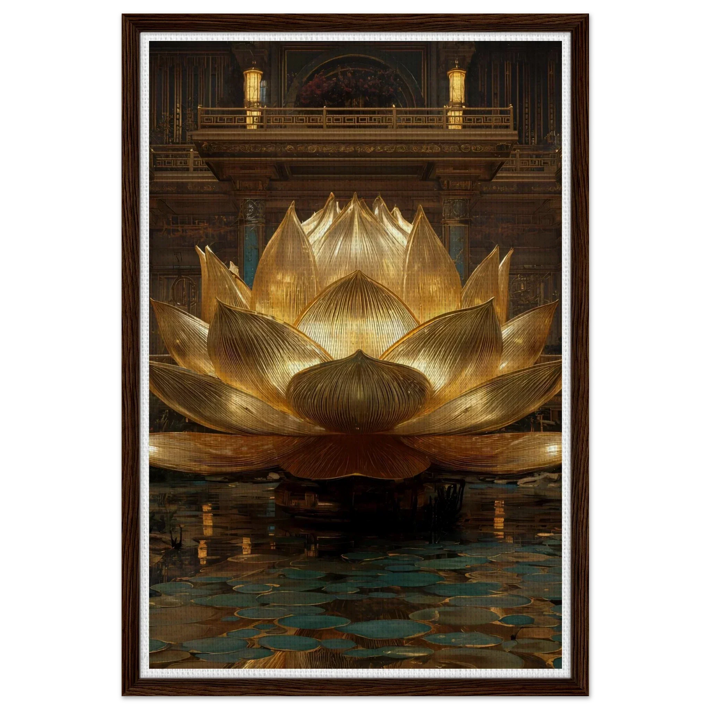 The Celestial Padma | Architectural Gold Lotus Canvas
