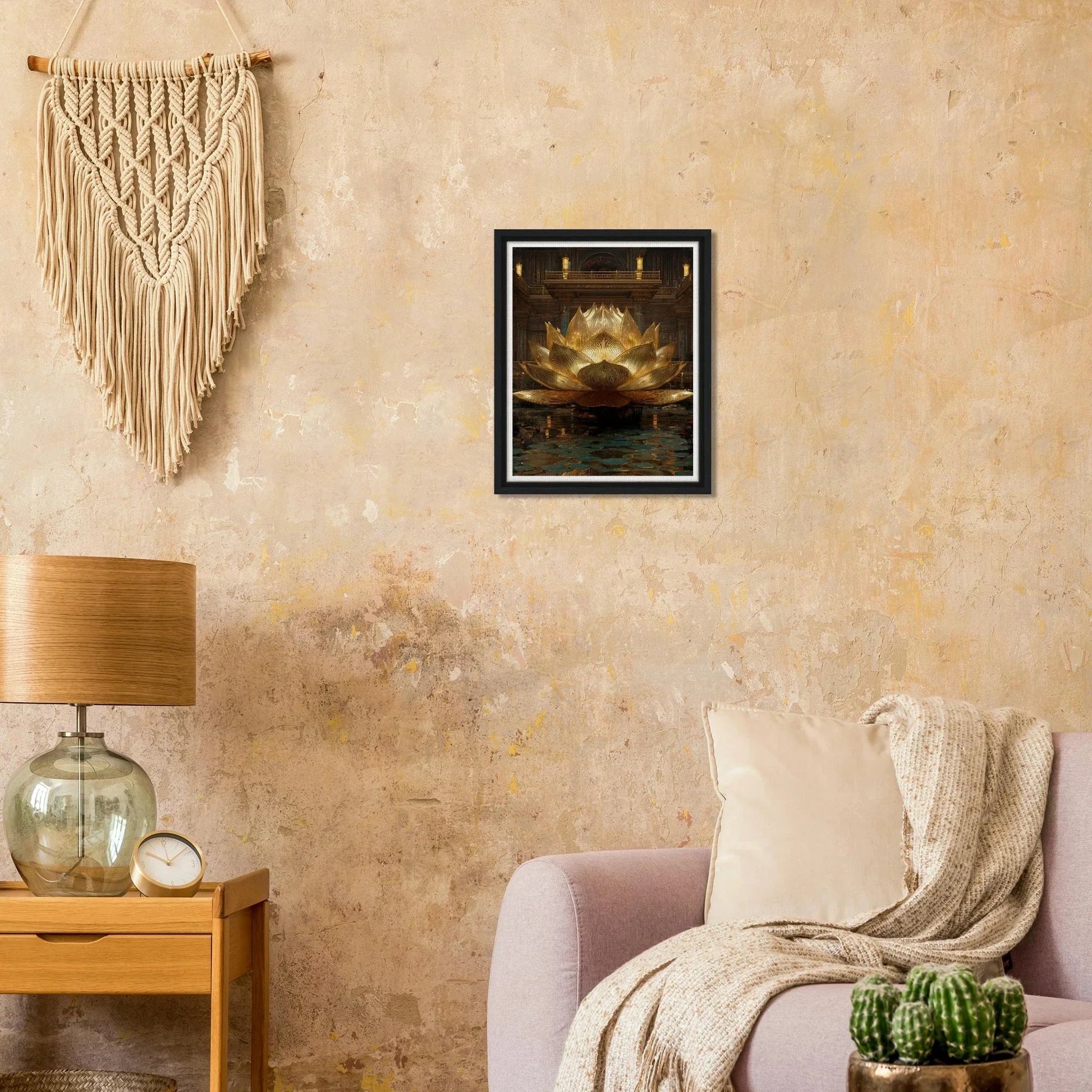 The Celestial Padma | Architectural Gold Lotus Canvas