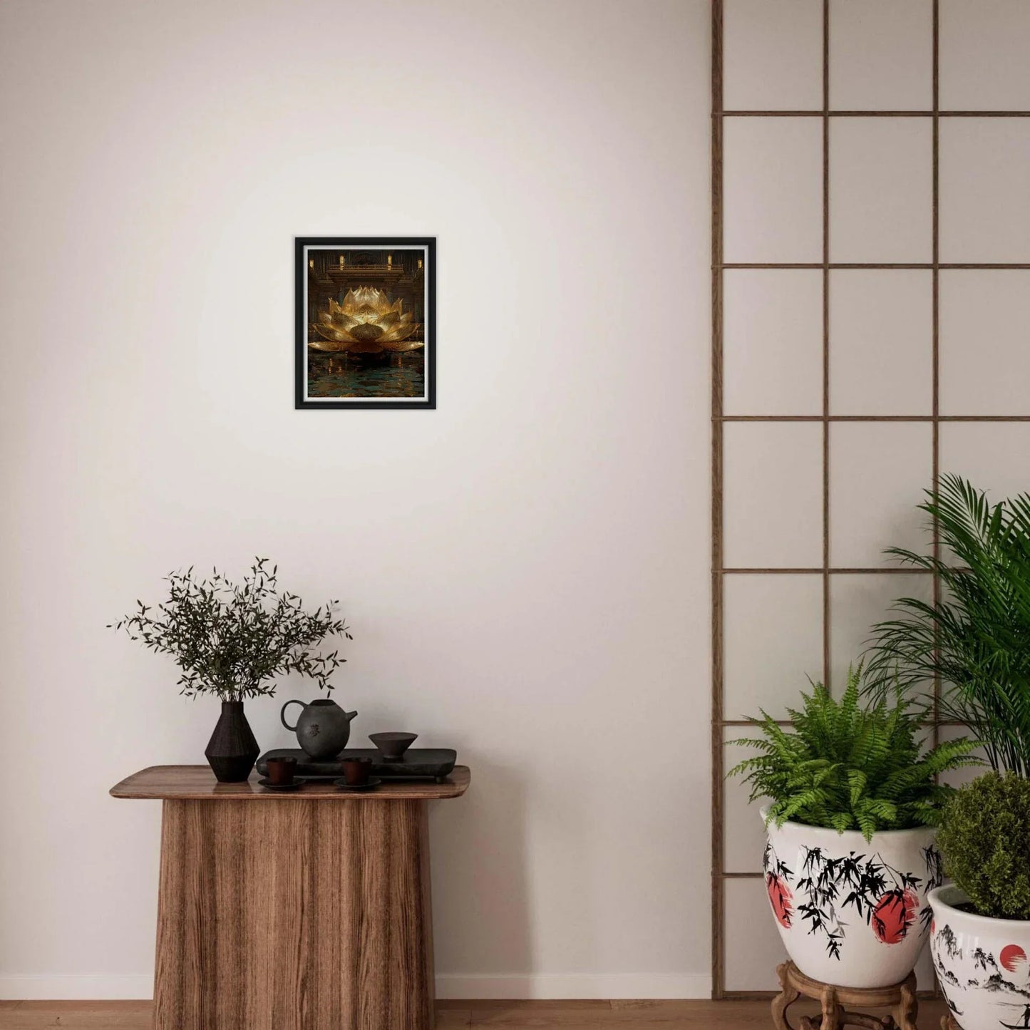 The Celestial Padma | Architectural Gold Lotus Canvas