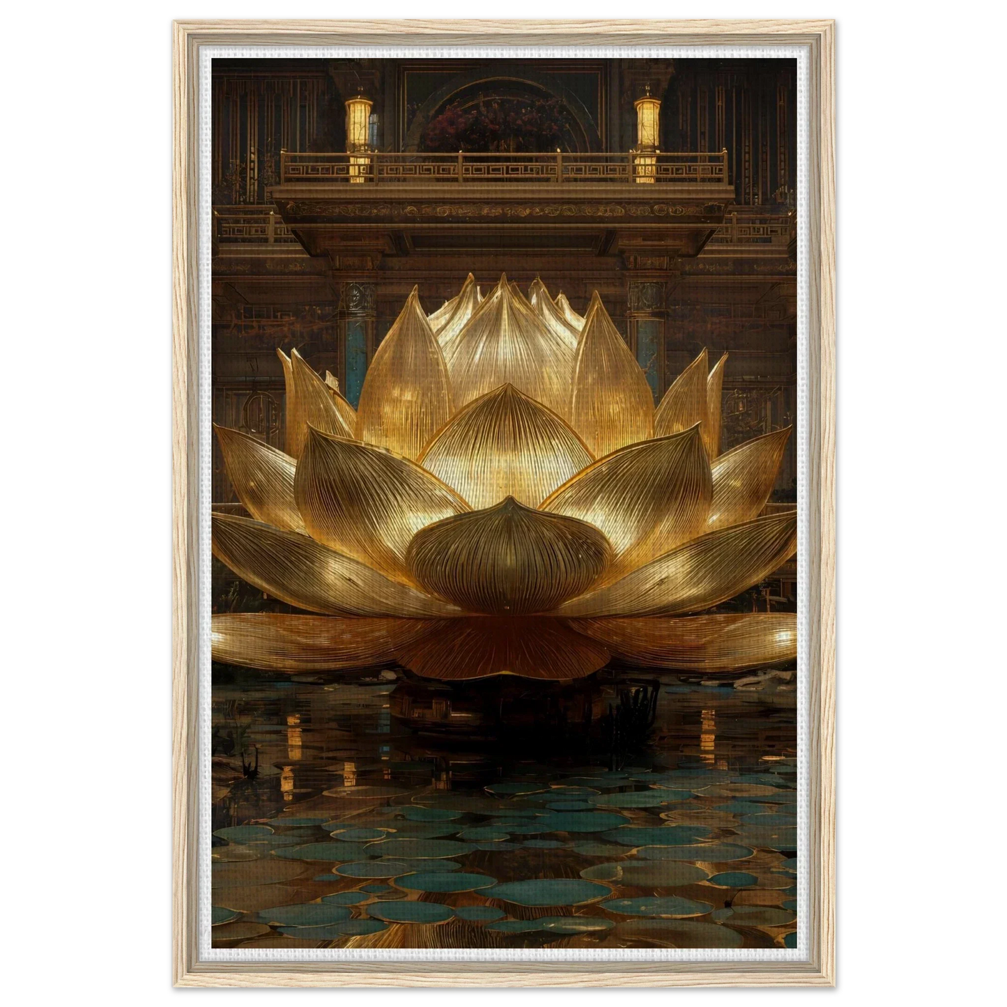 The Celestial Padma | Architectural Gold Lotus Canvas