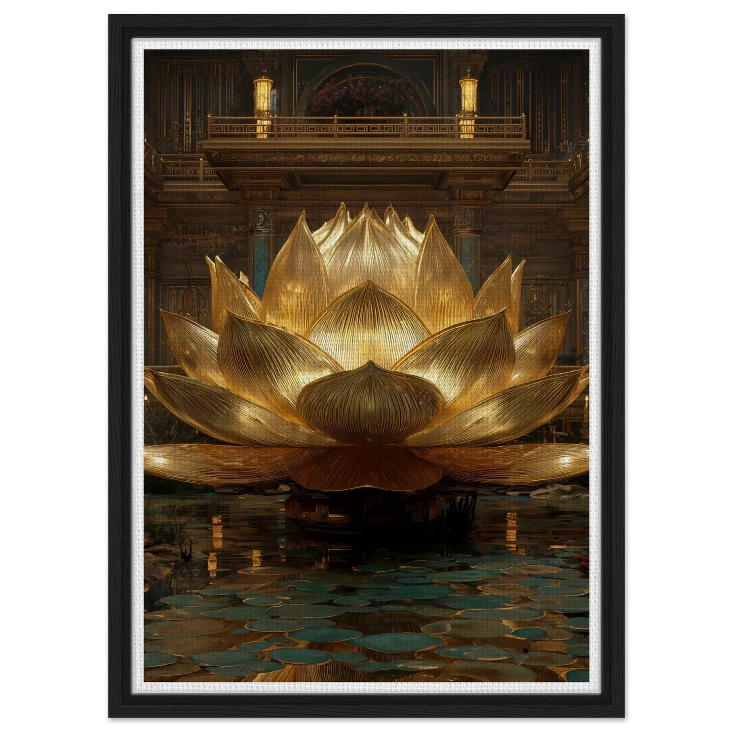 The Celestial Padma | Architectural Gold Lotus Canvas